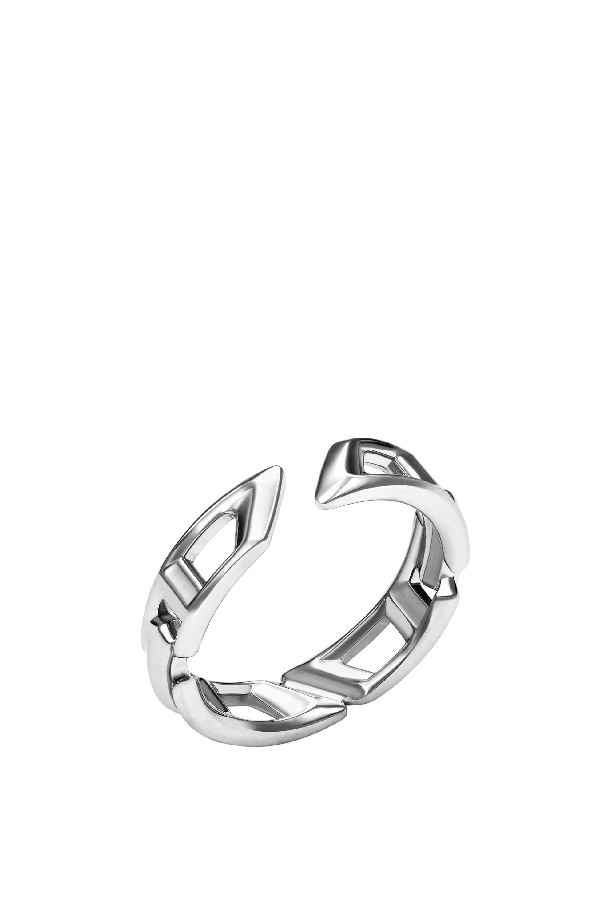 Diesel - DL1349040 STERLING SILVER JEWEL, Anello a fascia D Logo in argento sterling Unisex in Argento - 1