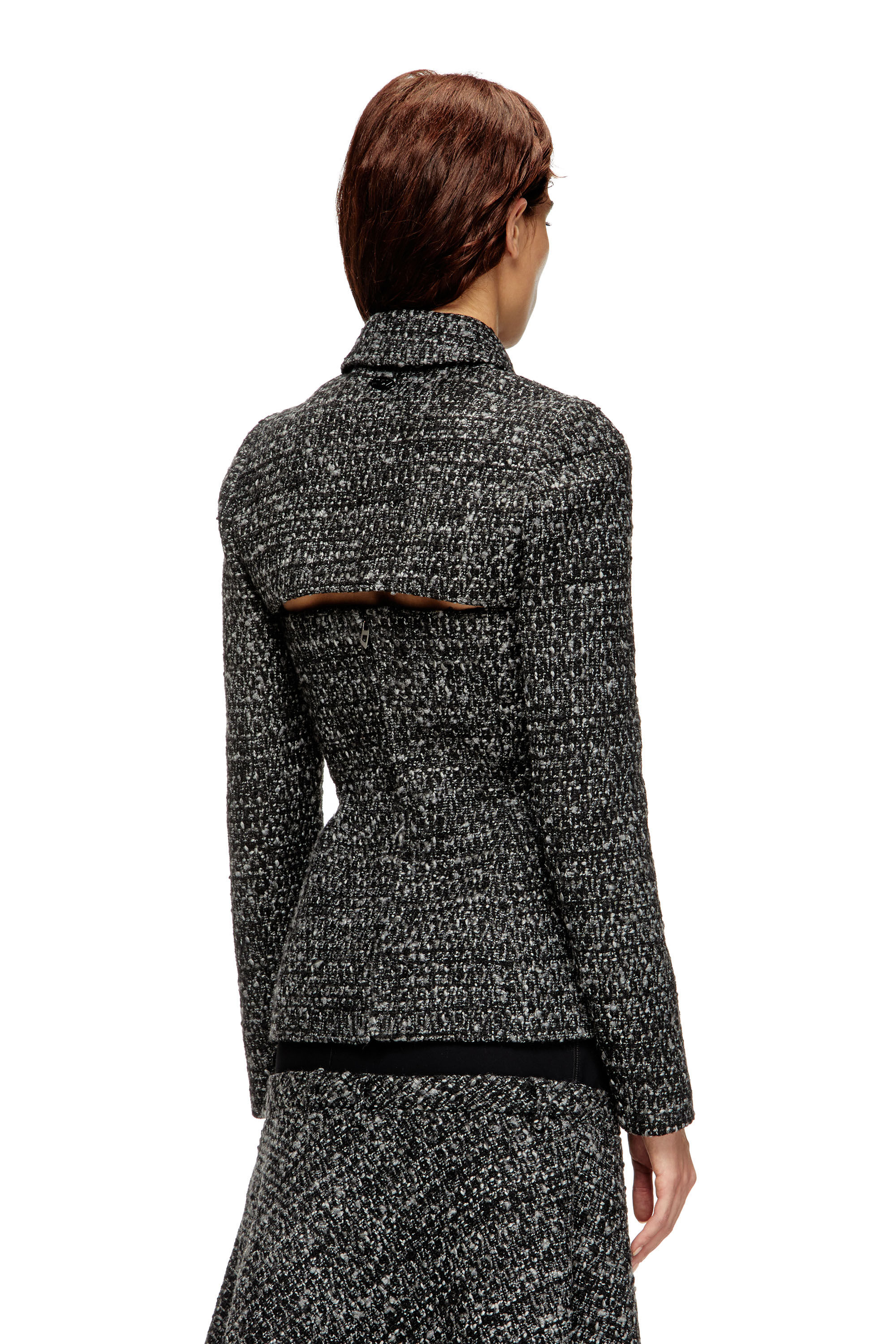 Diesel - G-ANNE, Giacca bouclé con orlo ultra-crop. Donna in Nero - 4