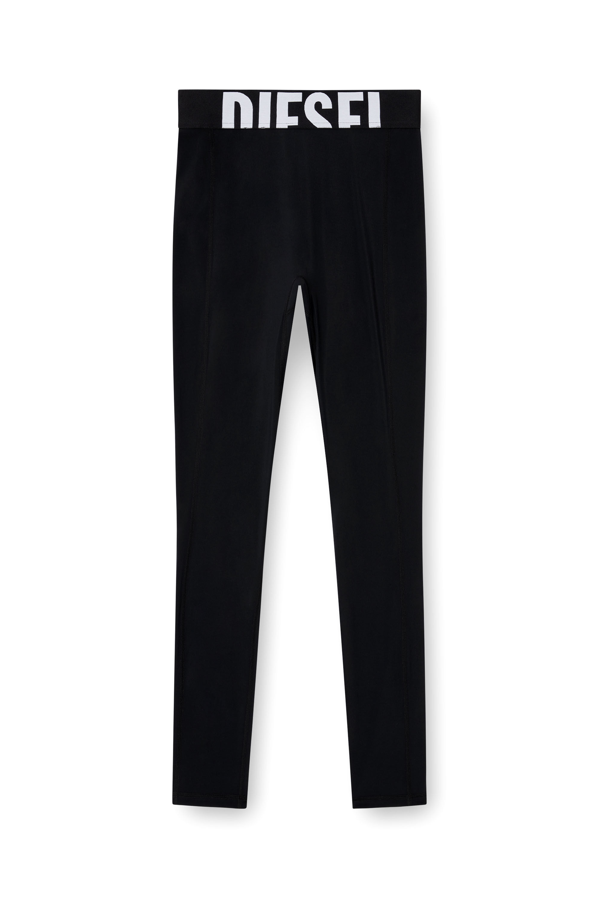 Diesel - ADELINE-D-POP, Leggings in microfibra con logo tagliato Donna in Nero - 2