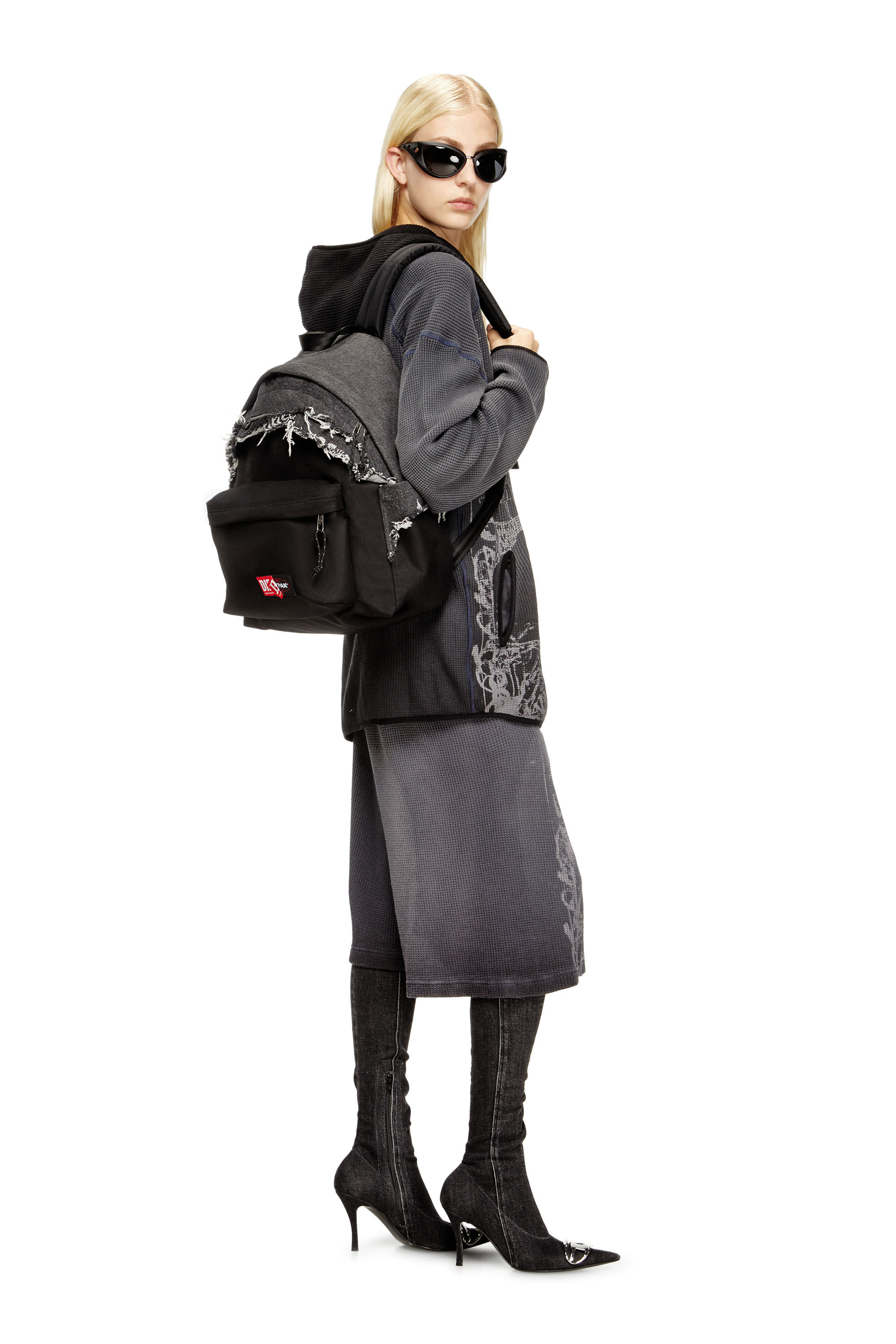 Diesel - DIESEL DAY PAK'R, Zaino in denim distressede CORDURA® Unisex in Nero - 7