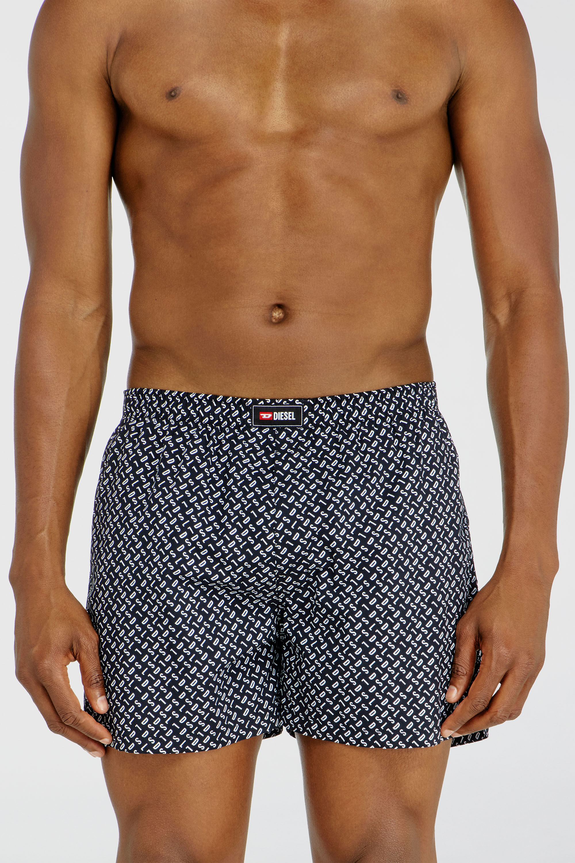 Diesel - RYAN-D-CORE-3PACK, Set da tre paia boxer lungo in cotone, tinta unita e stampa all-over DSL Uomo in Blu - 3