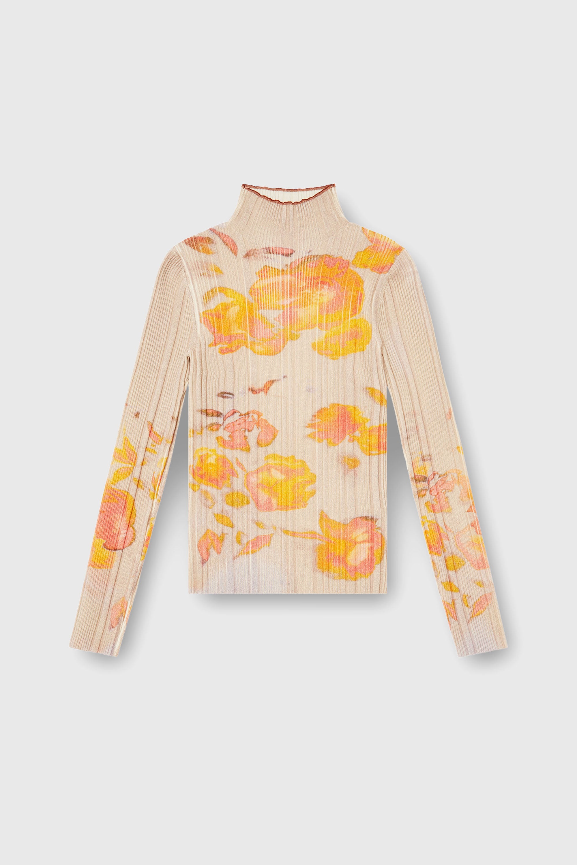 Diesel - M-IORIA, Dolcevita in lana a costine con stampa floreale Donna in Multicolor - 2