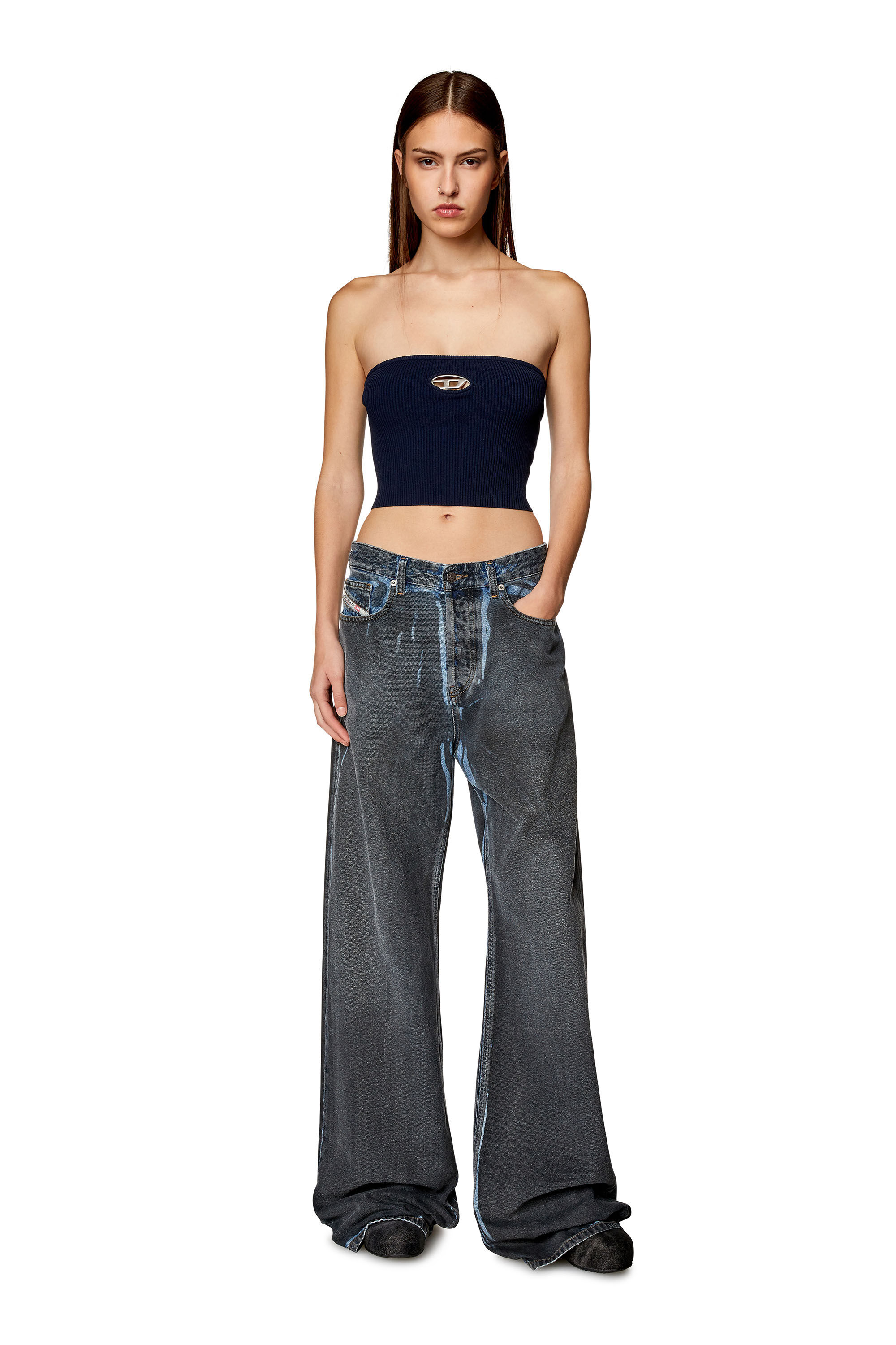 Diesel - M-CLARKSVILLEX, Top a fascia con logo in metallo Donna in Blu - 1