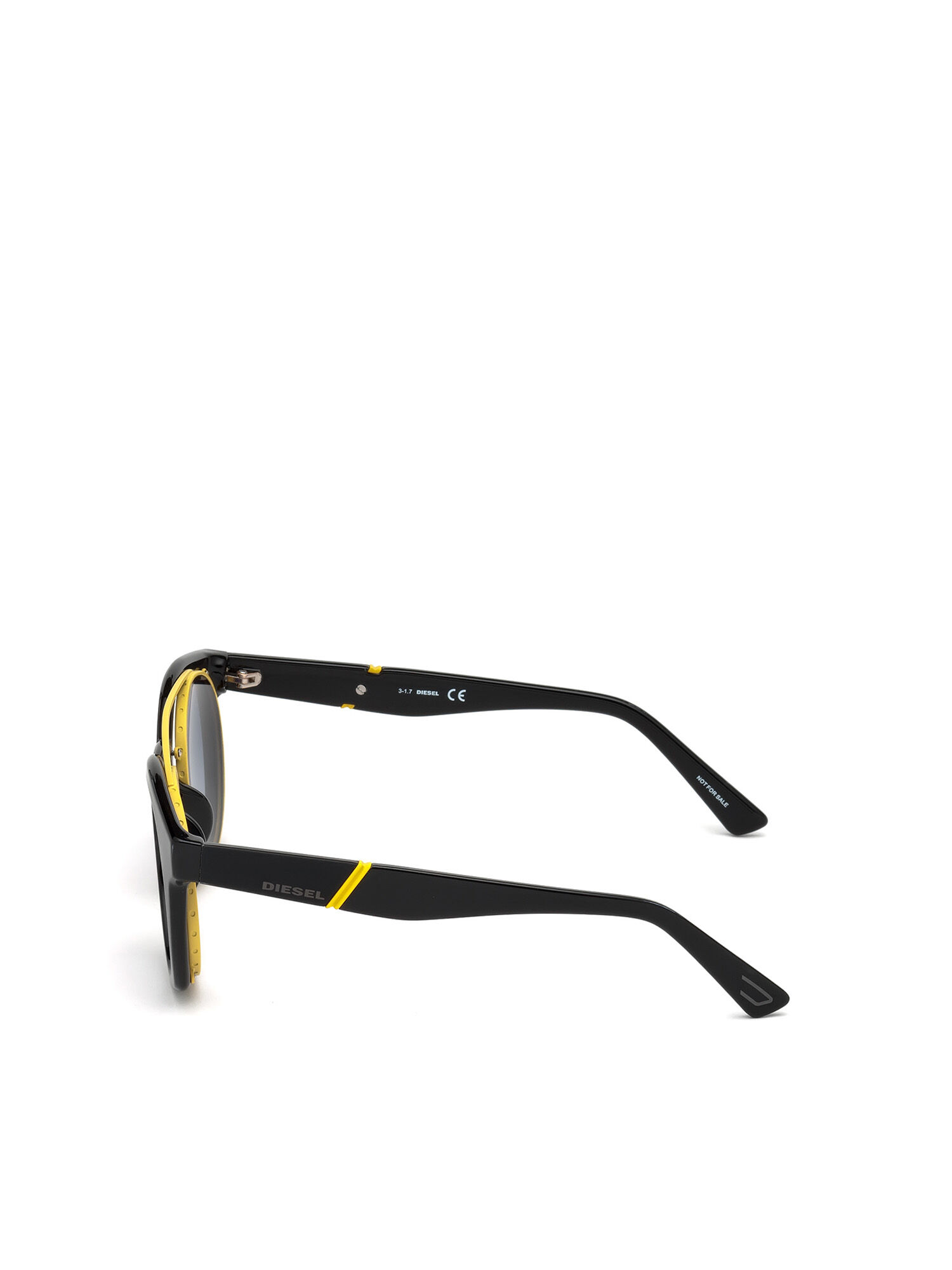 Diesel - DL0251, Occhiali tondi con clip-back lucente Unisex in Nero - 3