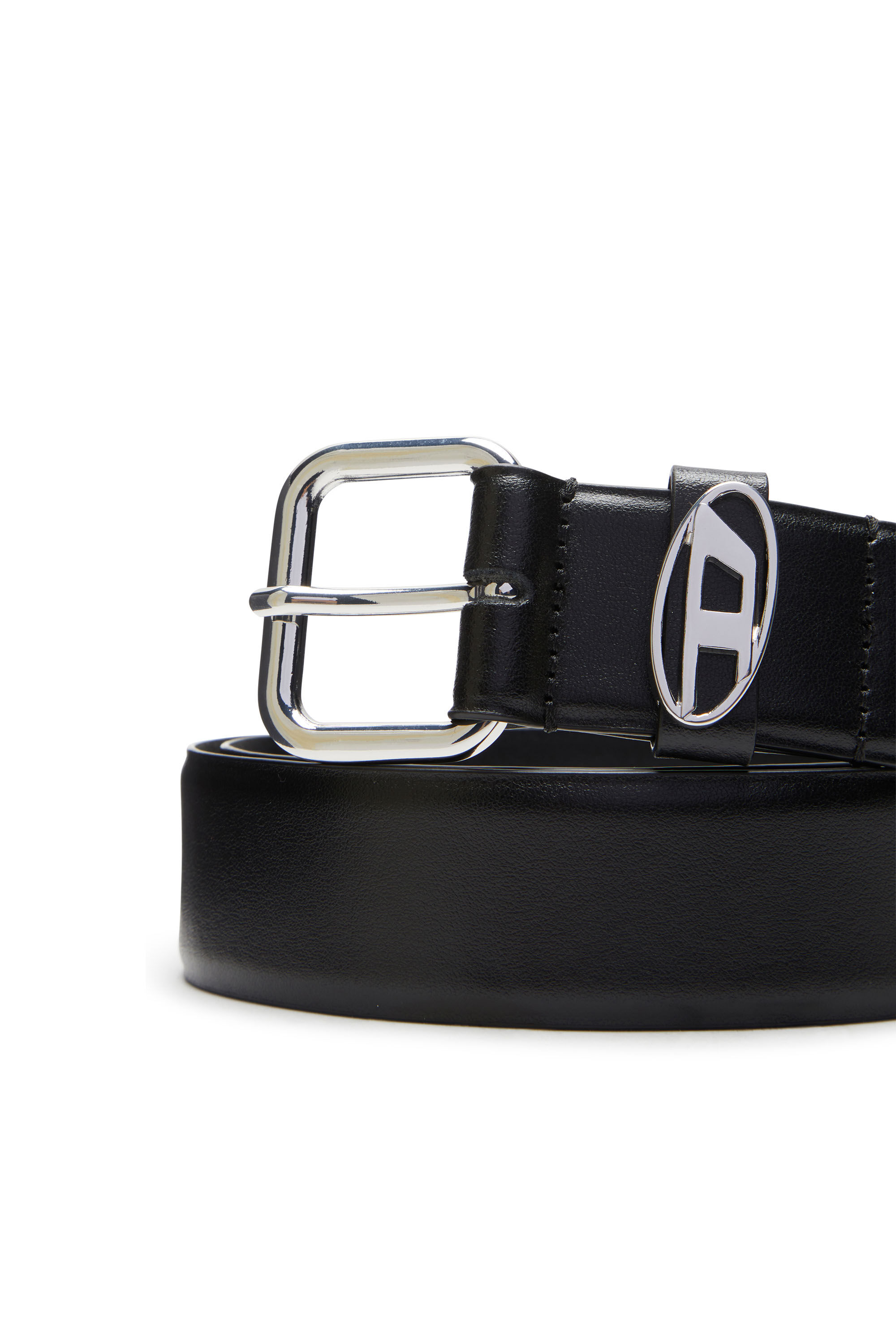 Cintura 3.9 cm in pelle con placca logo Donna | Nero | Diesel