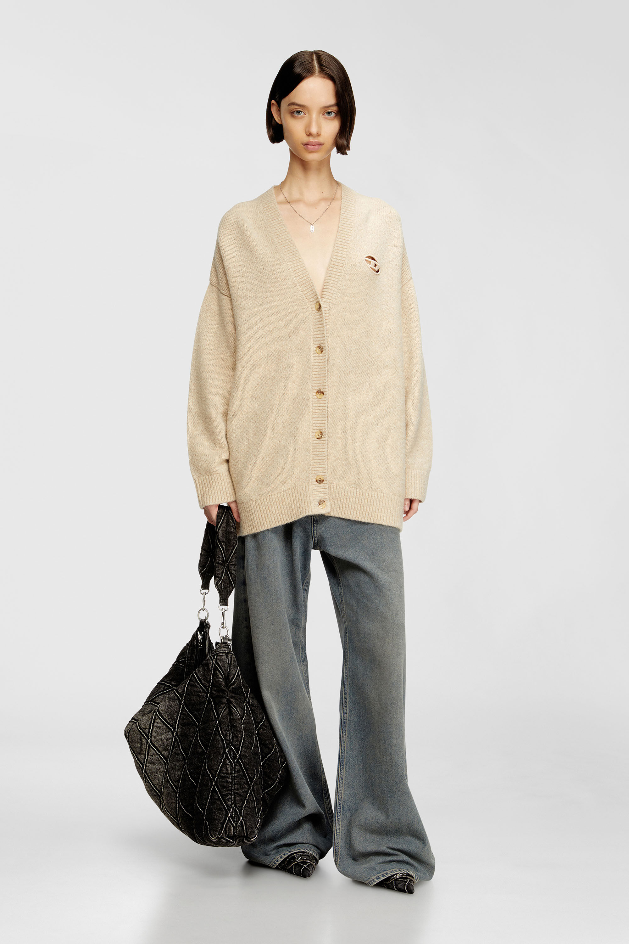 Diesel - M-AREELA, Cardigan in misto lana e alpaca Donna in Beige - 1