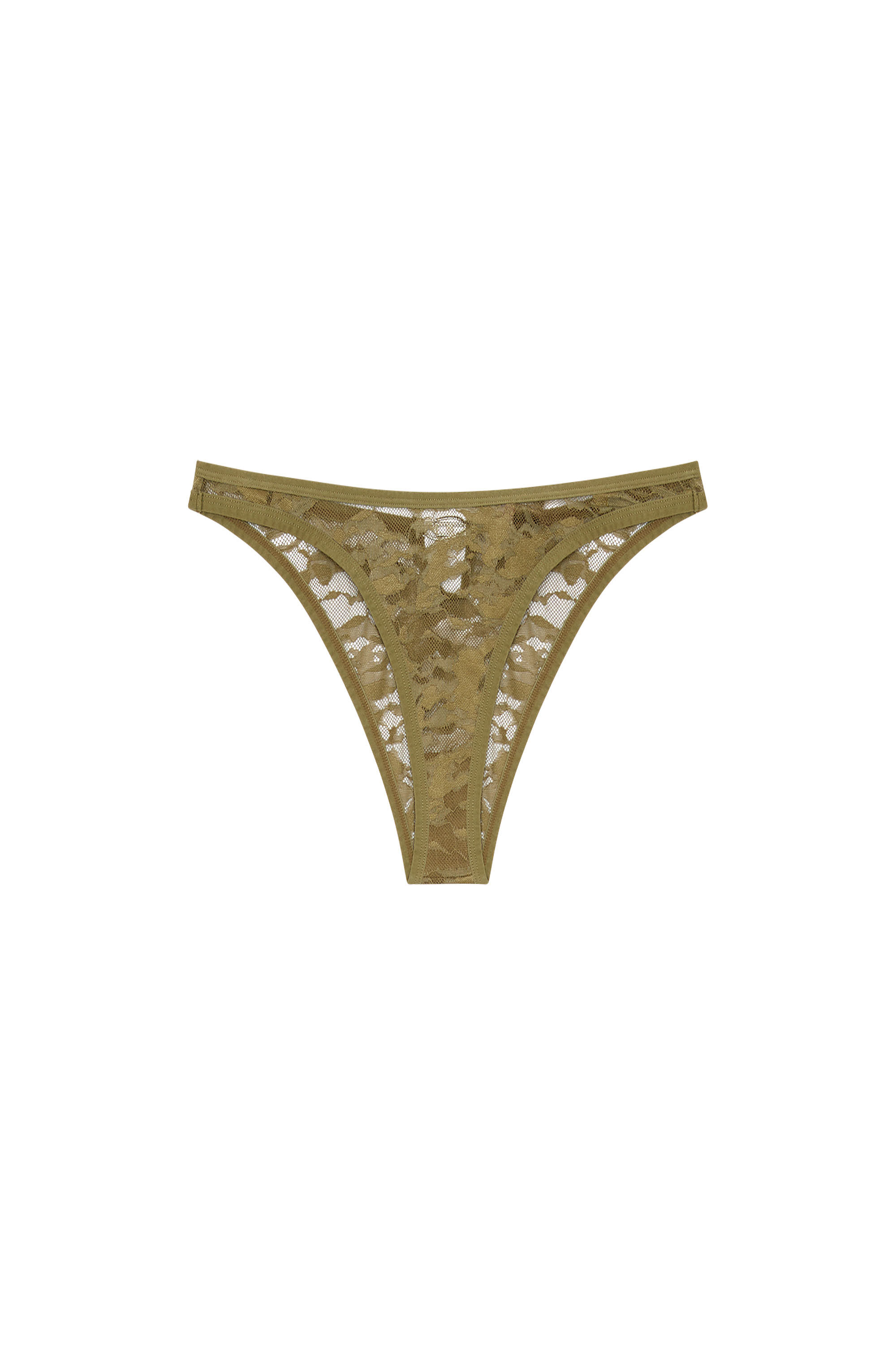 Diesel - UFPN-D-OVAL-PUNCHY-BRIEF, Slip in pizzo camouflage con placca Oval D Donna in Verde - 2