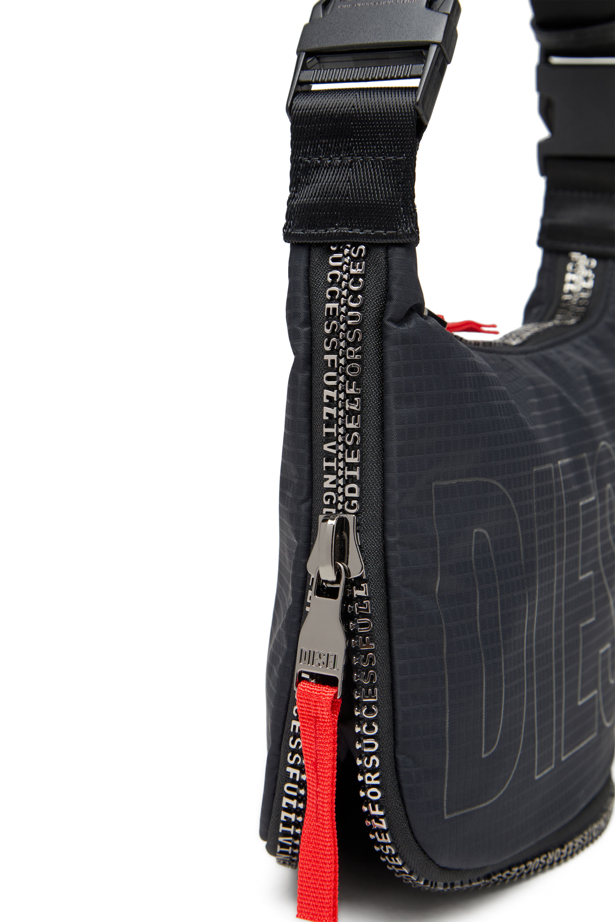 Diesel - ZIP-D CROSSBODY BAG X, Borsa trasformabile in shell jacquard Unisex in Nero - 2