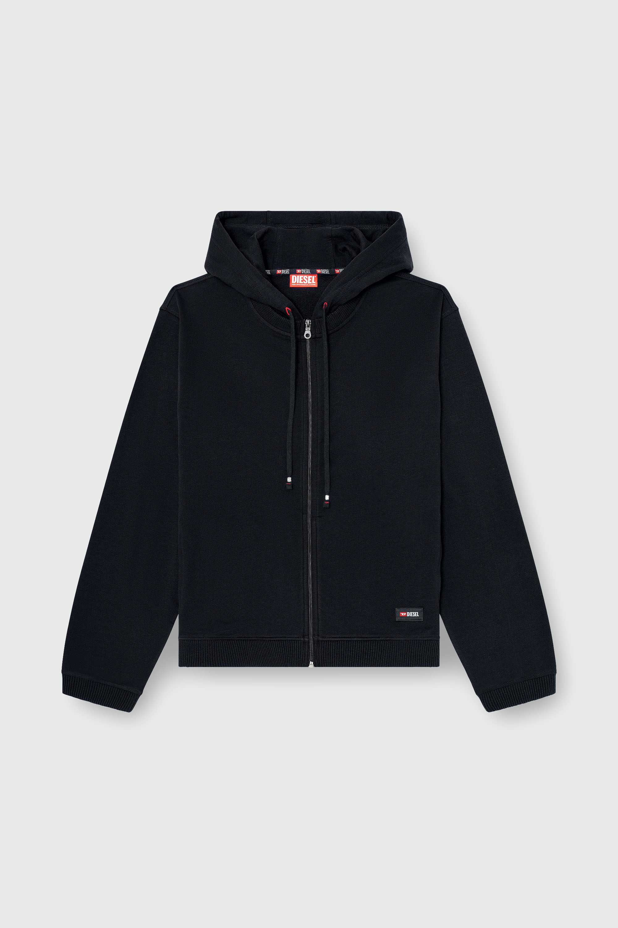 Diesel - JOY-D-CORE, Man's Hoodie in peached cotton blend in Black - 2