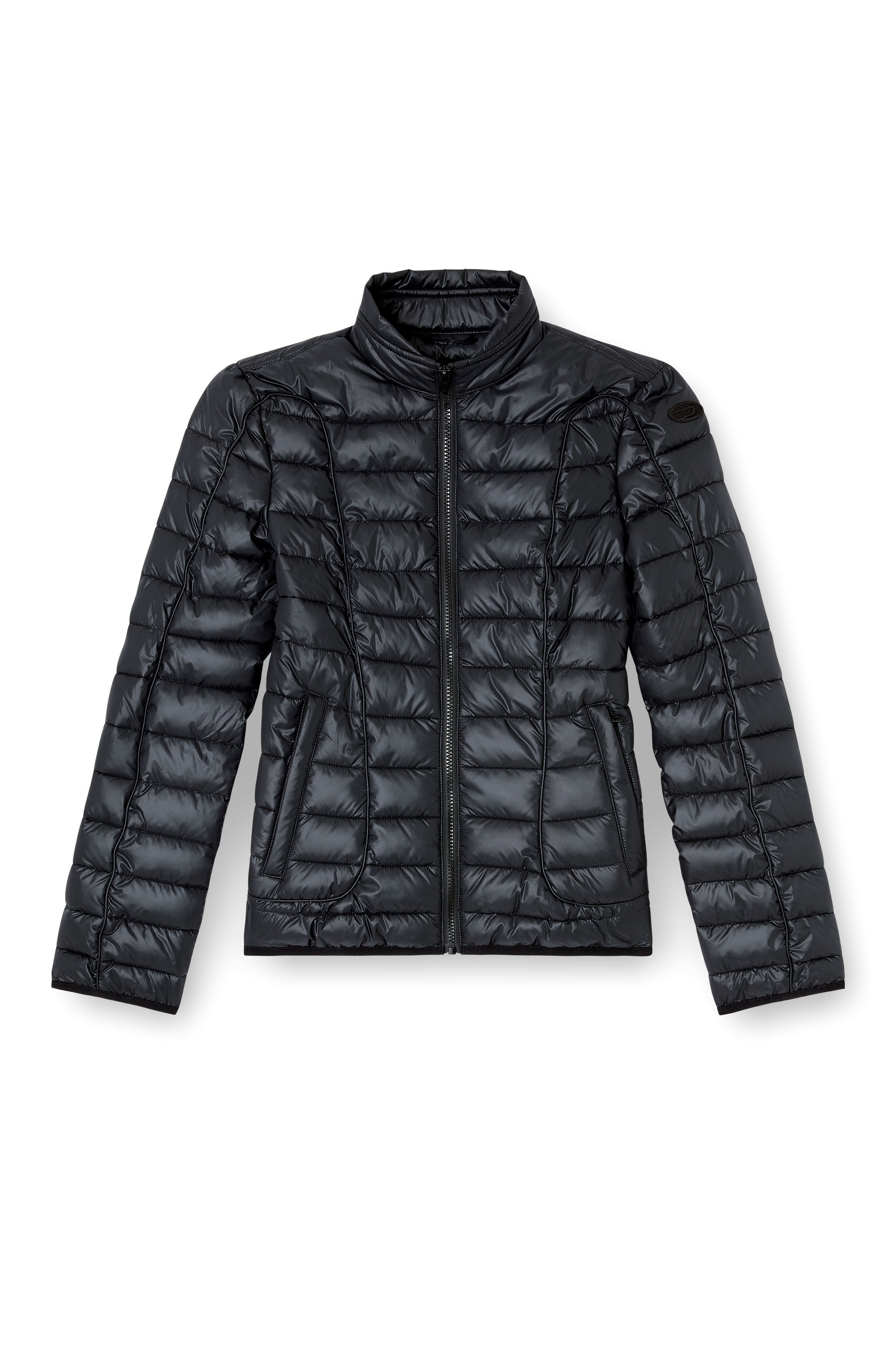 Diesel - W-PILOT-FEM, Giacca imbottita con dettagli biker Donna in Nero - 2
