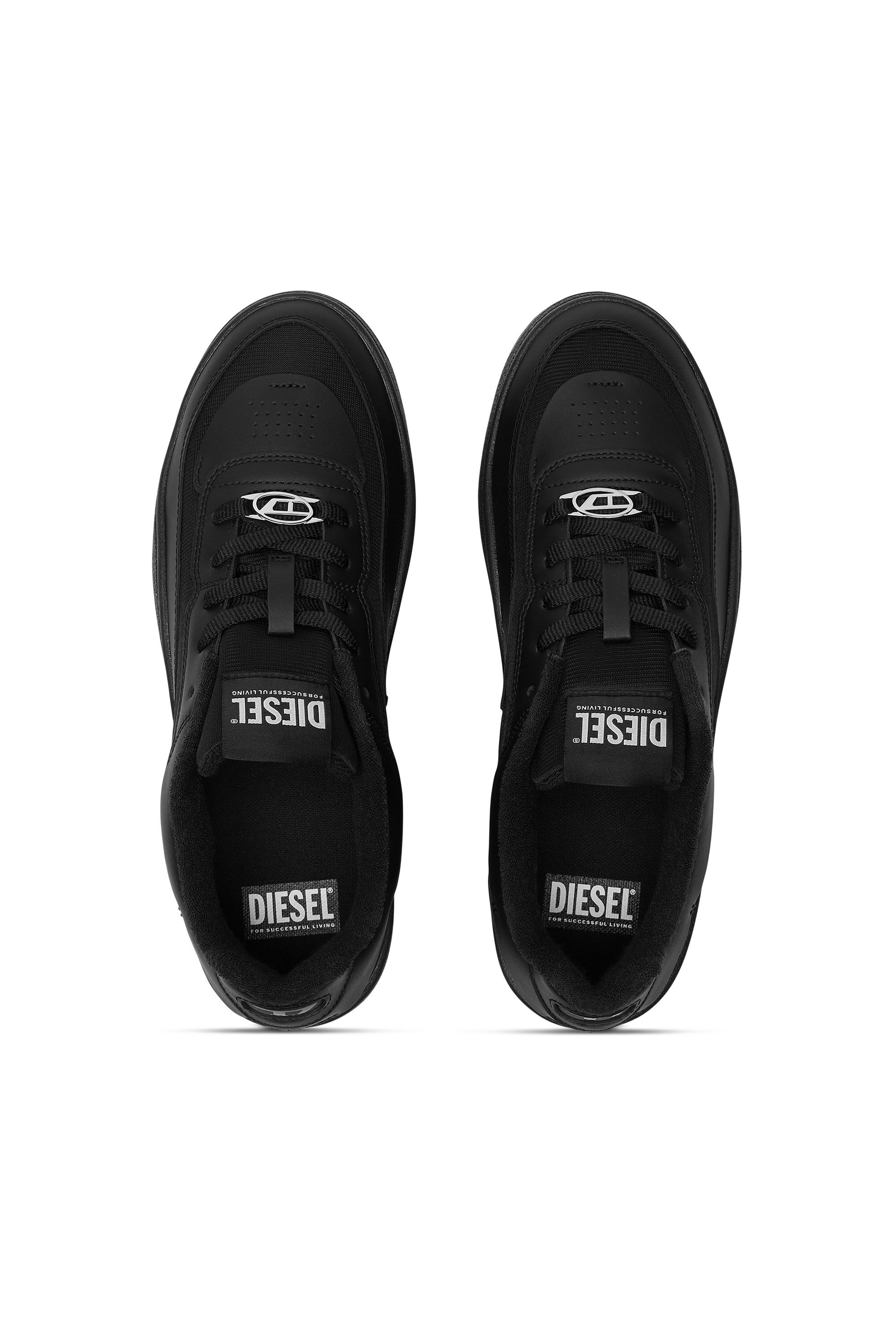 Diesel - S-OVAL SKATE LOW, S-Oval Skate-Sneaker in pelle e tessuto Uomo in Nero - 4