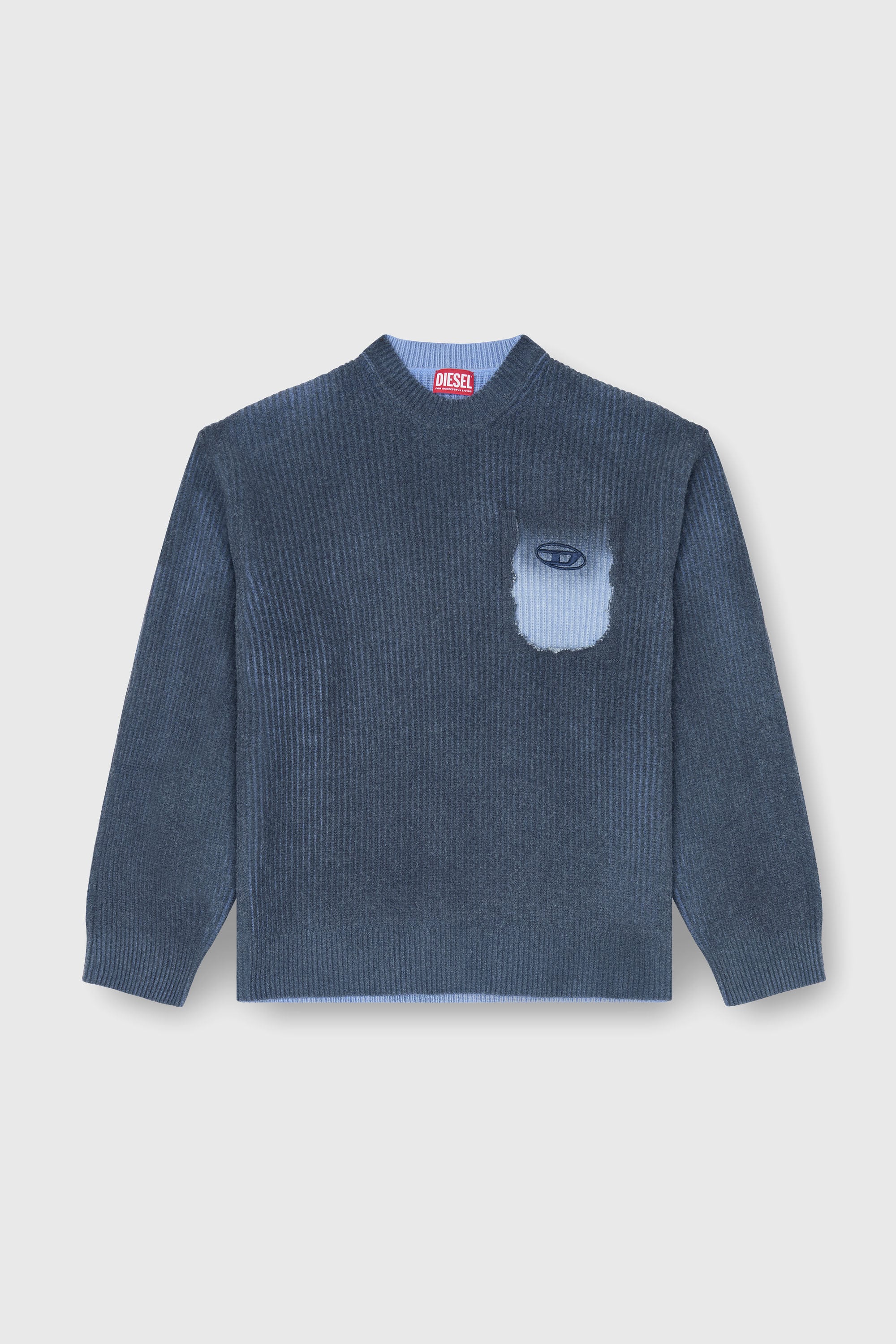 Diesel - K-PICKLER, Maglione in misto lana con tasca finta Uomo in Blu - 2