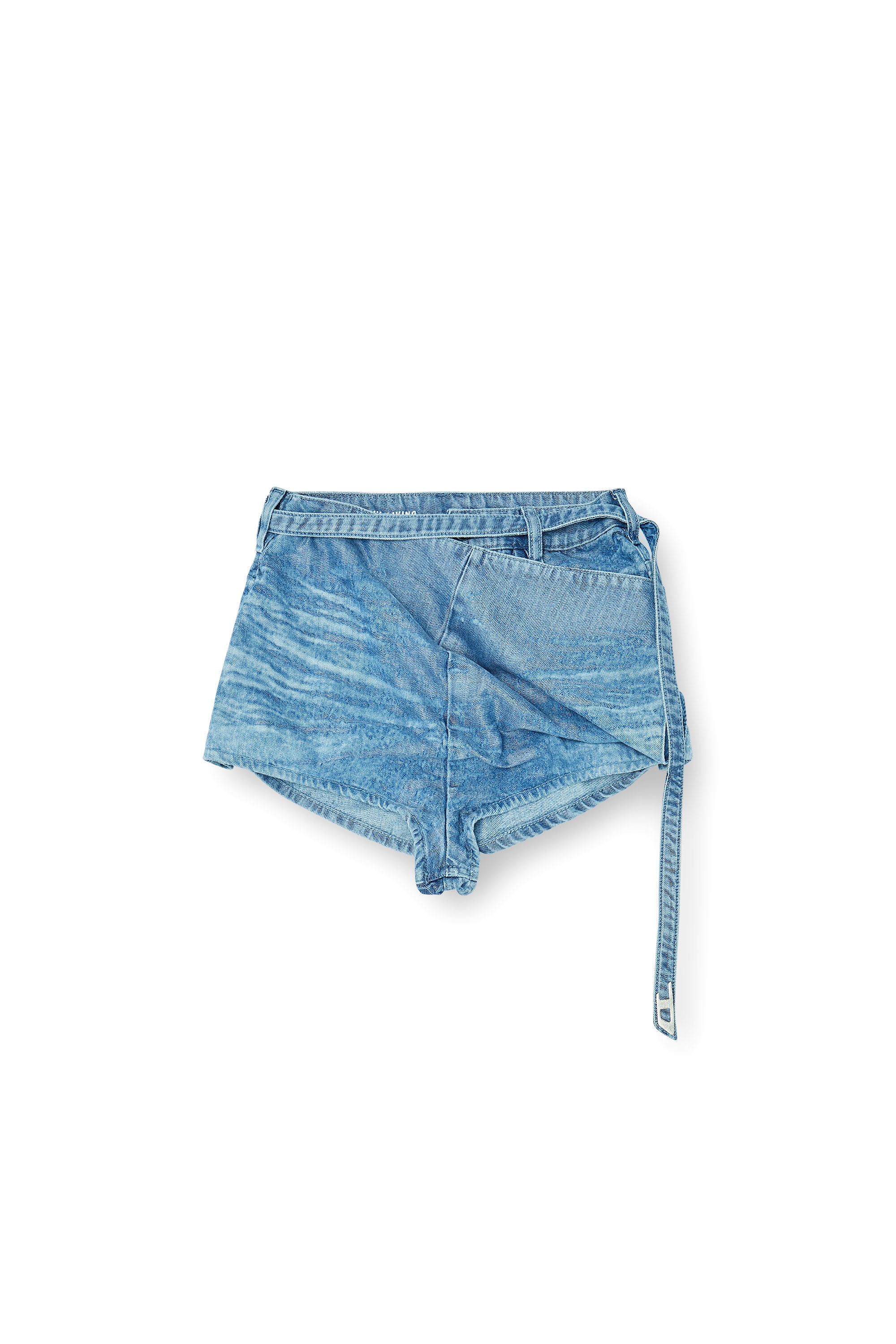 Diesel - DE-DREXA-FSI1, Short in satin denim Donna in Blu - 2