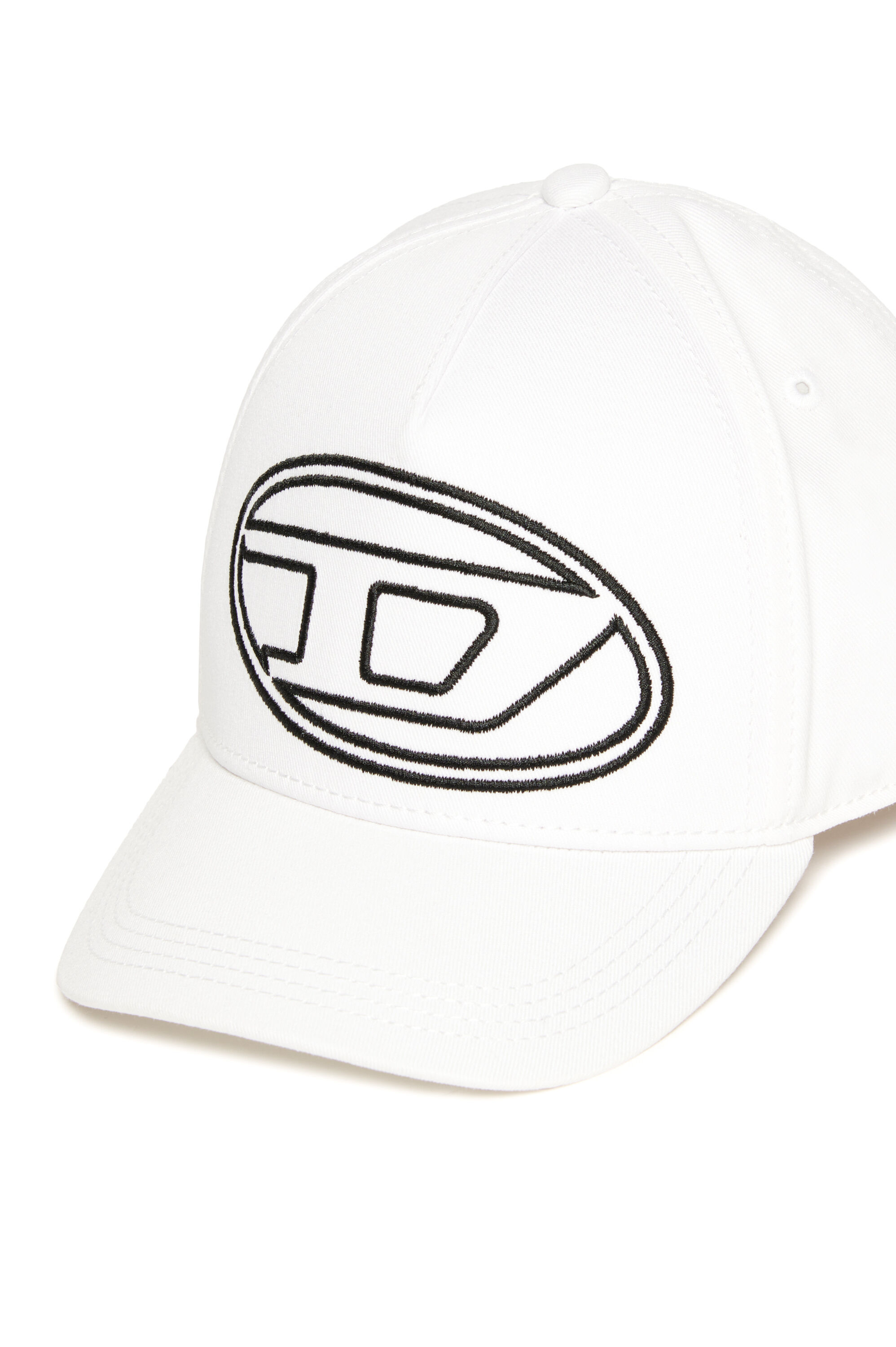 Diesel - FRENDIL, Berretto da baseball con ricamo Oval D Uomo in Bianco - 3