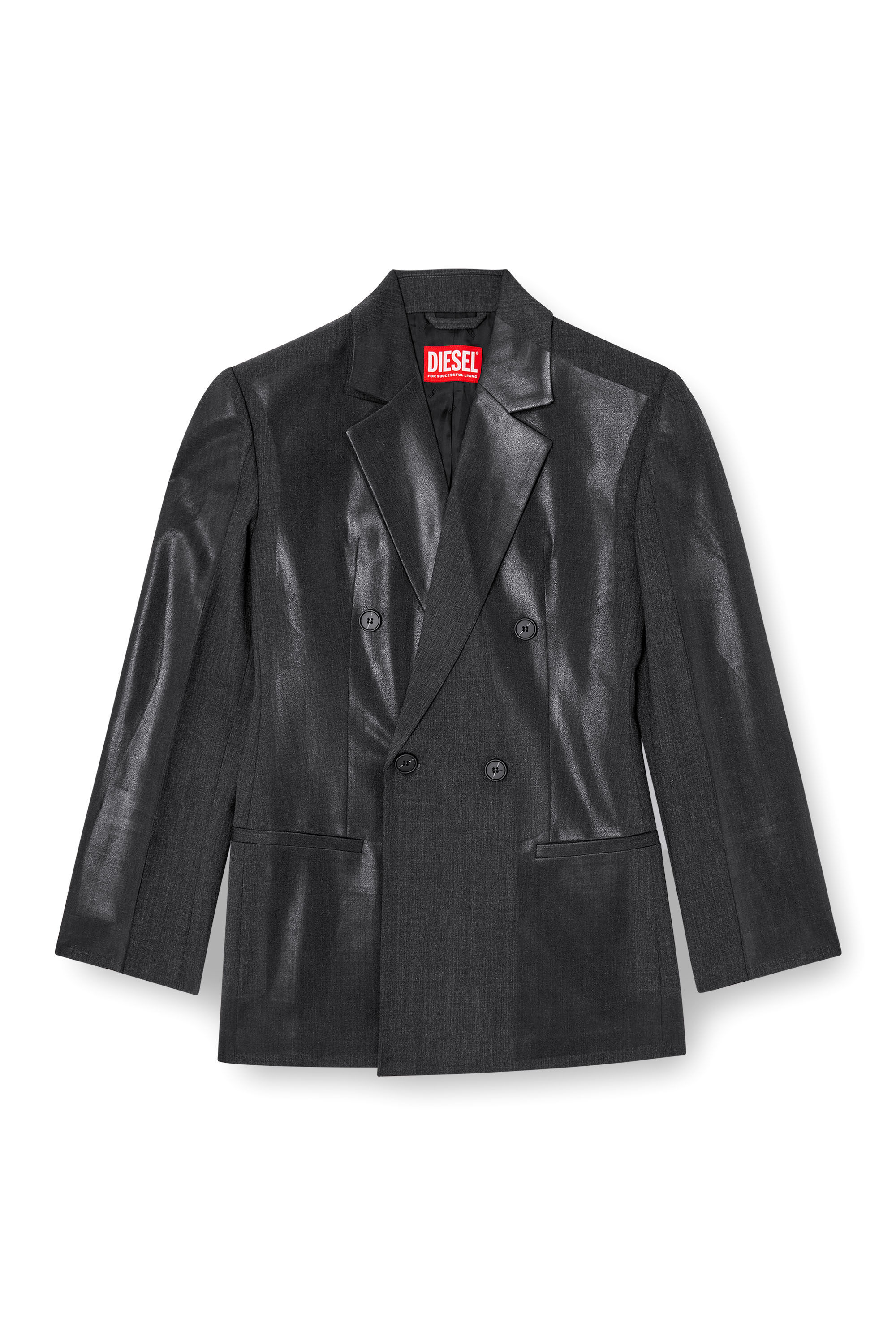 Diesel - G-ALLANT, Blazer doppiopetto con coating Donna in Nero - 2
