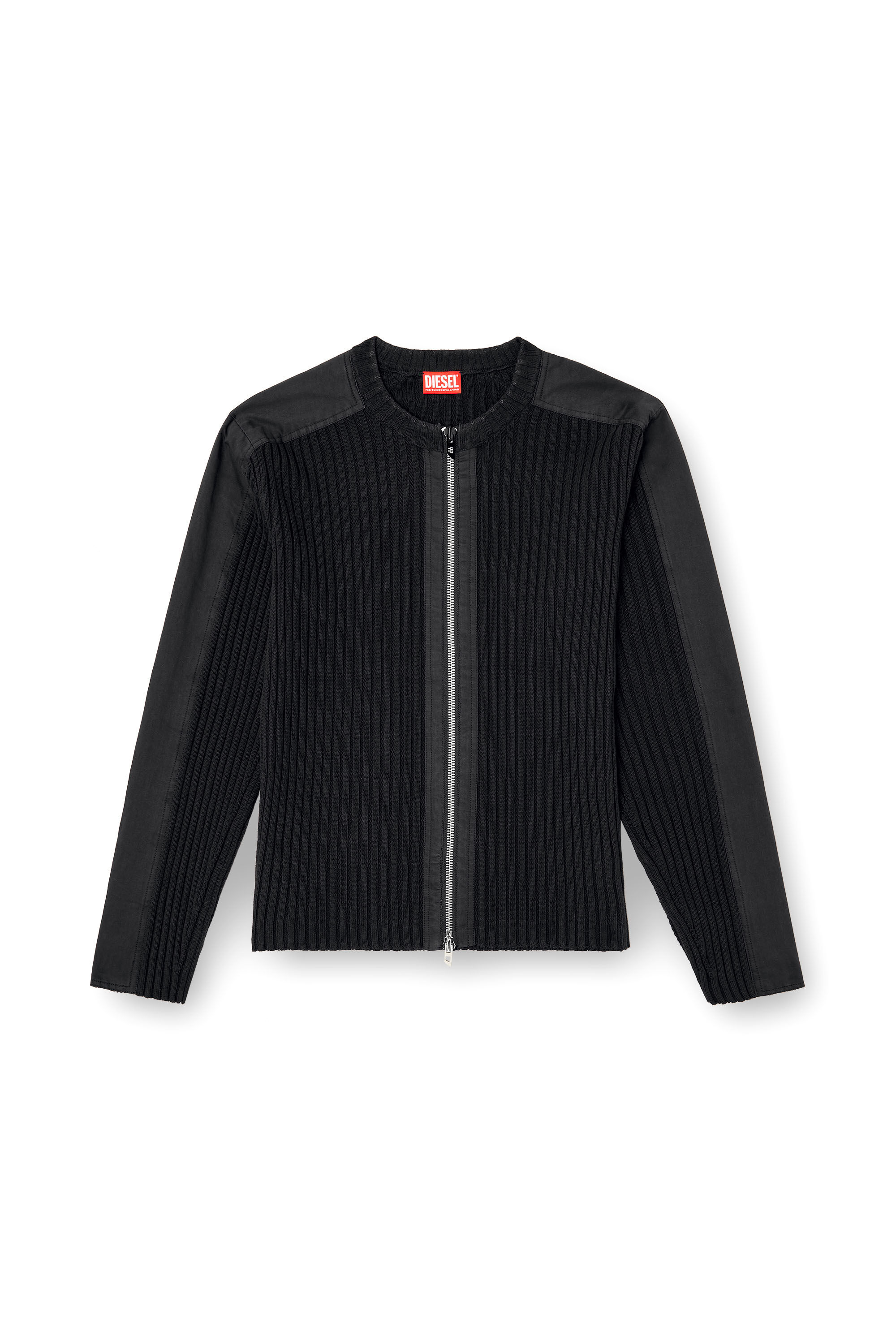 Diesel - K-MATTY, Cardigan con zip e pannelli utility Uomo in Nero - 2