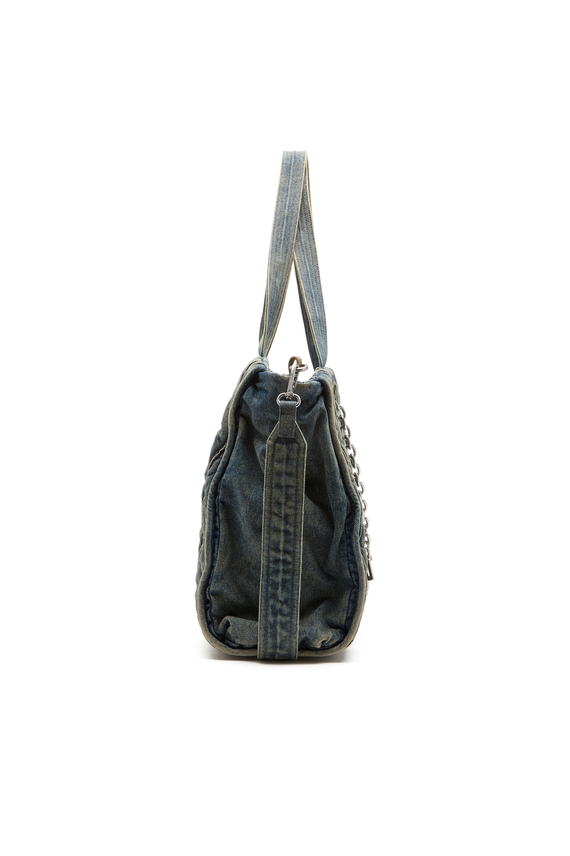 Diesel - CHARM-D SHOPPER, Charm-D-Tote in denim a rombi Donna in Blu - 4