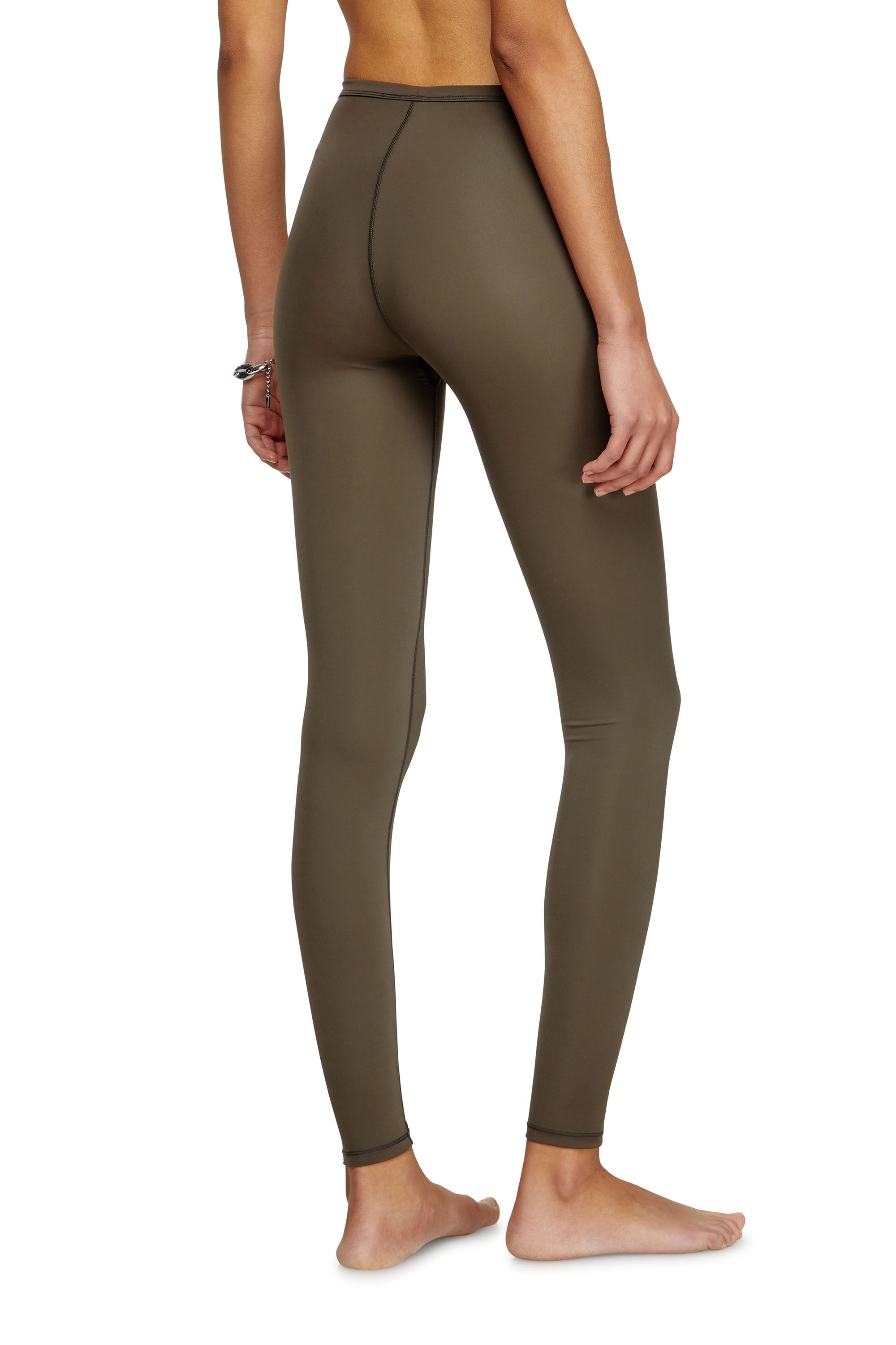 Diesel - MINA-UTLT, Stretch Nylon leggings Donna in Marrone - 4