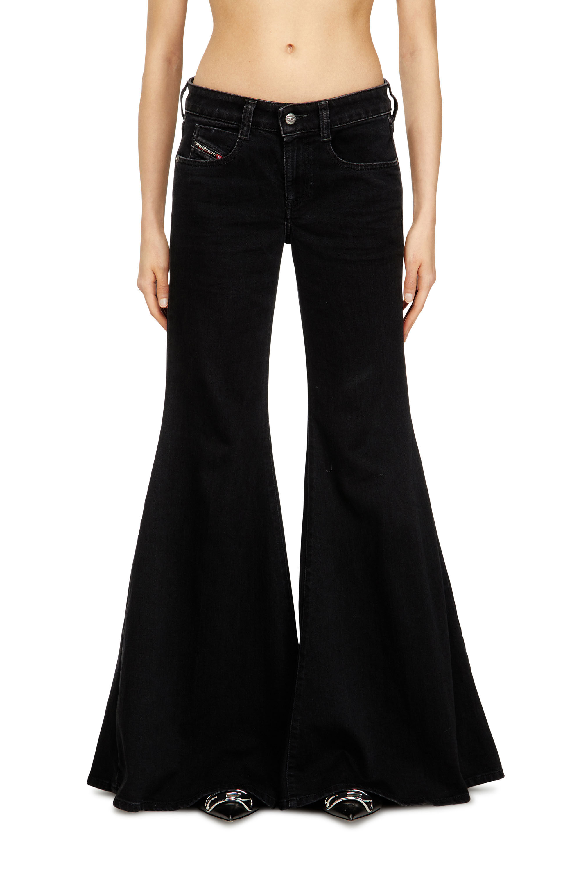 Diesel - Flare Jeans 1970 D-Bleess 09N89 Donna, Nero/Grigio scuro - Image 3