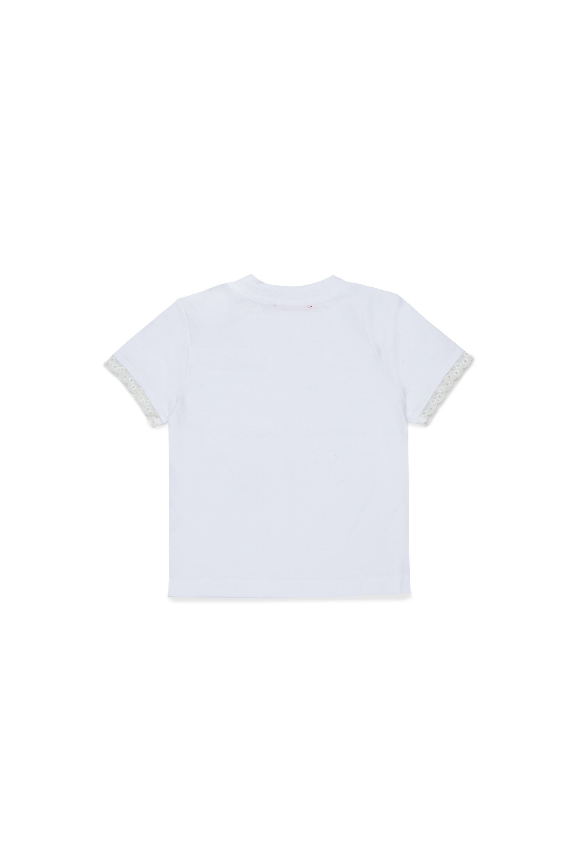Diesel - TROSEZB, T-shirt con inserti in pizzo e stampa rosa Donna in Bianco - 2