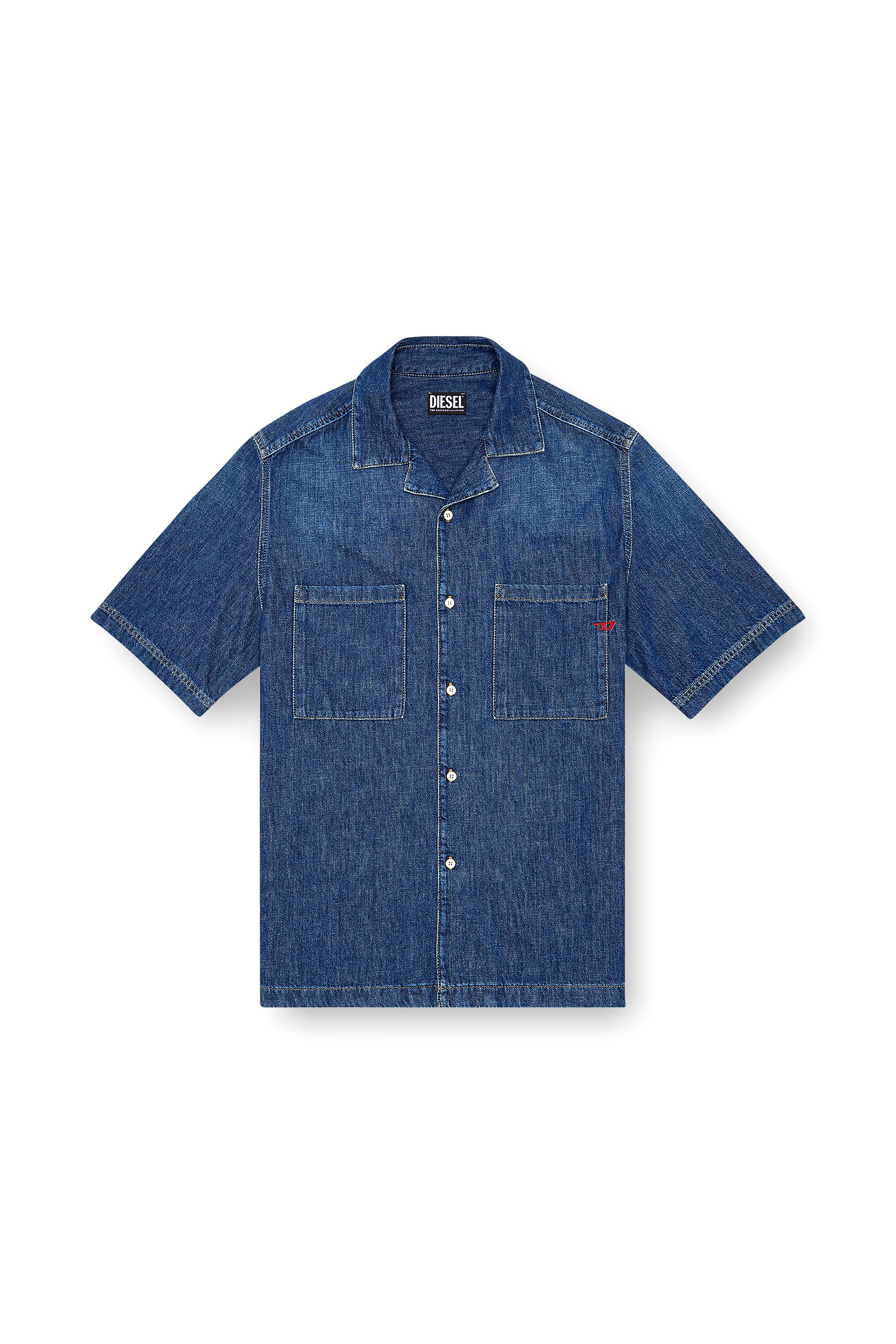 Diesel - D-PAROSHORT, Camicia bowling in denim Uomo in Blu - 2