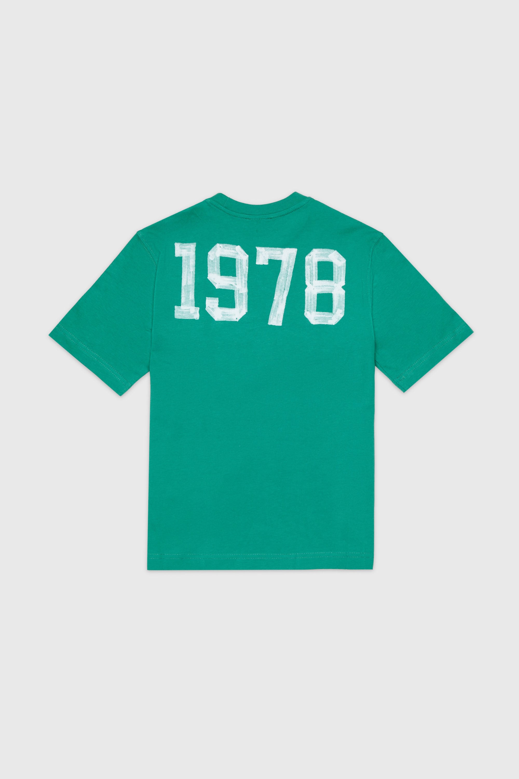 Diesel - TBAND OVER, T-shirt in cotone con grafica stile college Uomo in Verde - 2