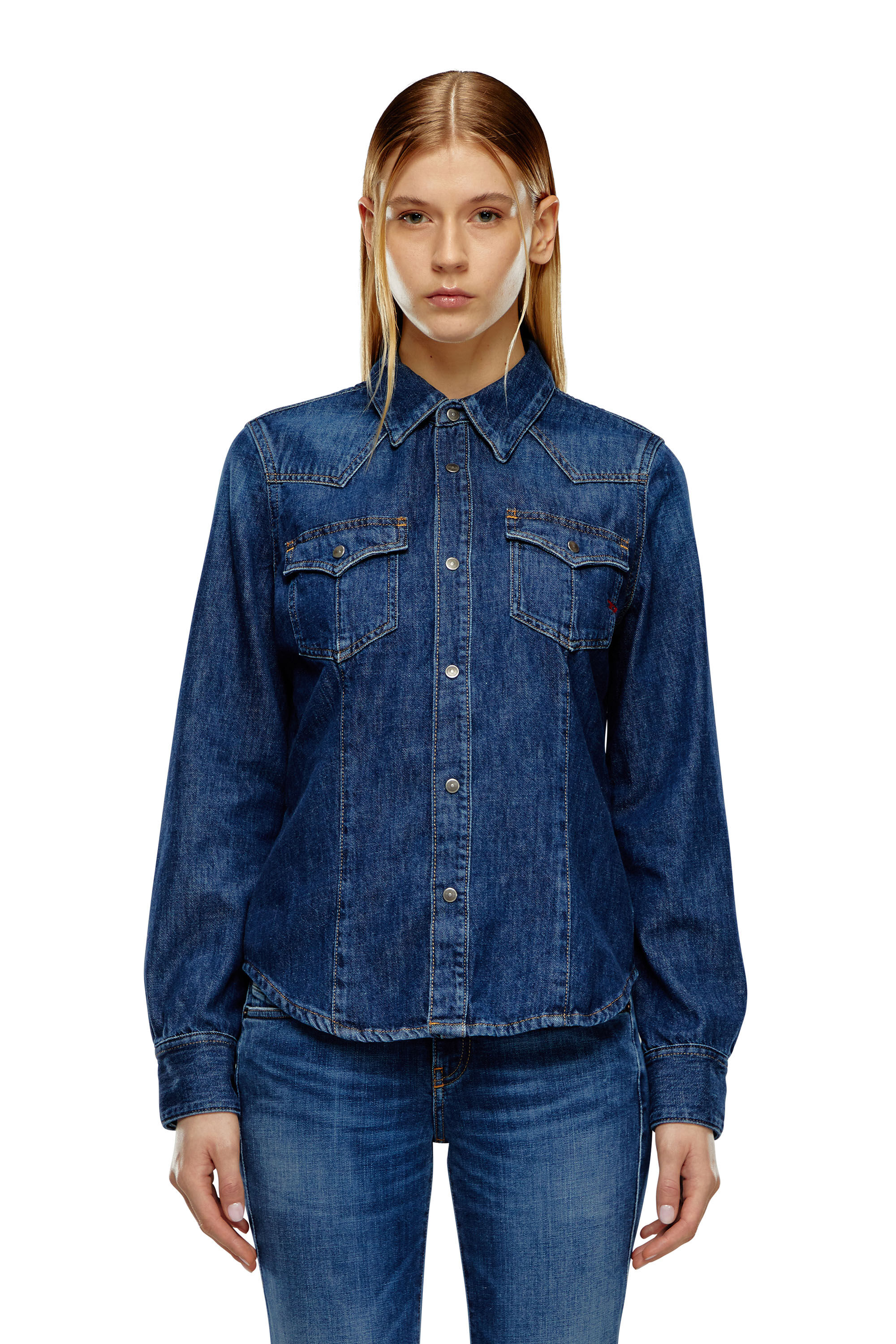 Camicia Western in denim Donna Blu Diesel