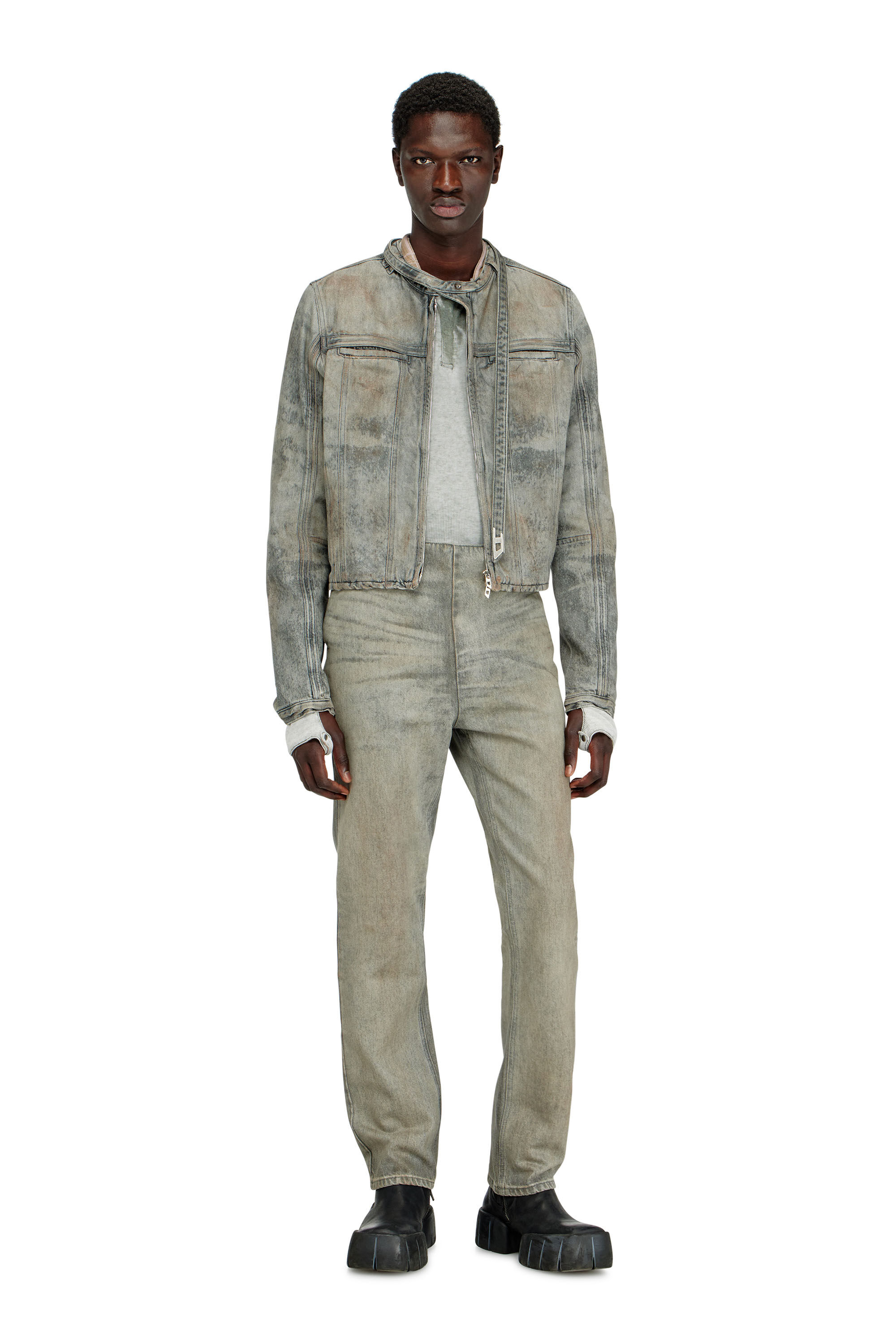 Diesel - D-VULMAR-FSI, Giacca in satin denim di cotone e canapa Uomo in Grigio - 1