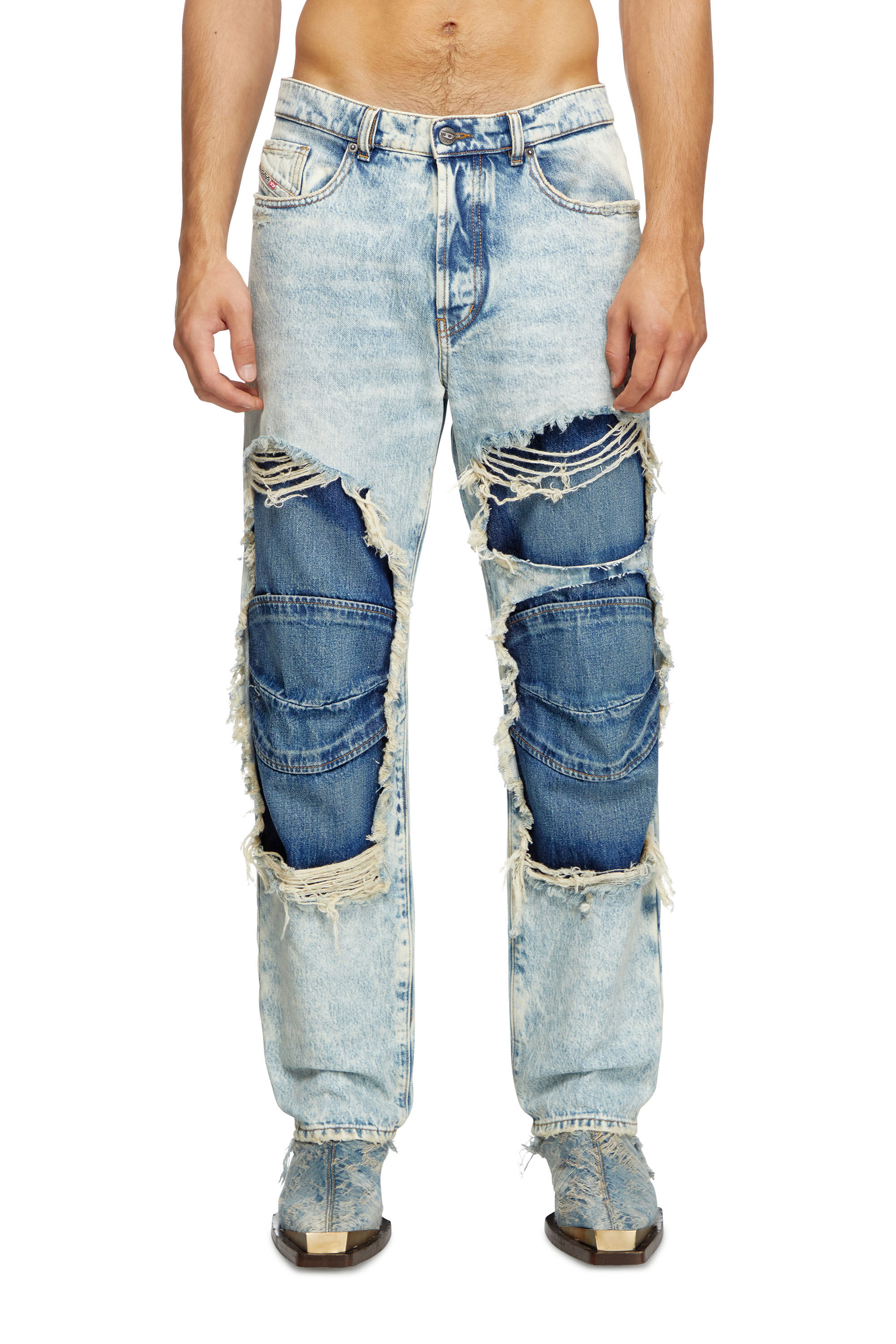 Diesel - Straight Jeans D-Fire 0AJEN Unisex, Blu Chiaro - Image 3