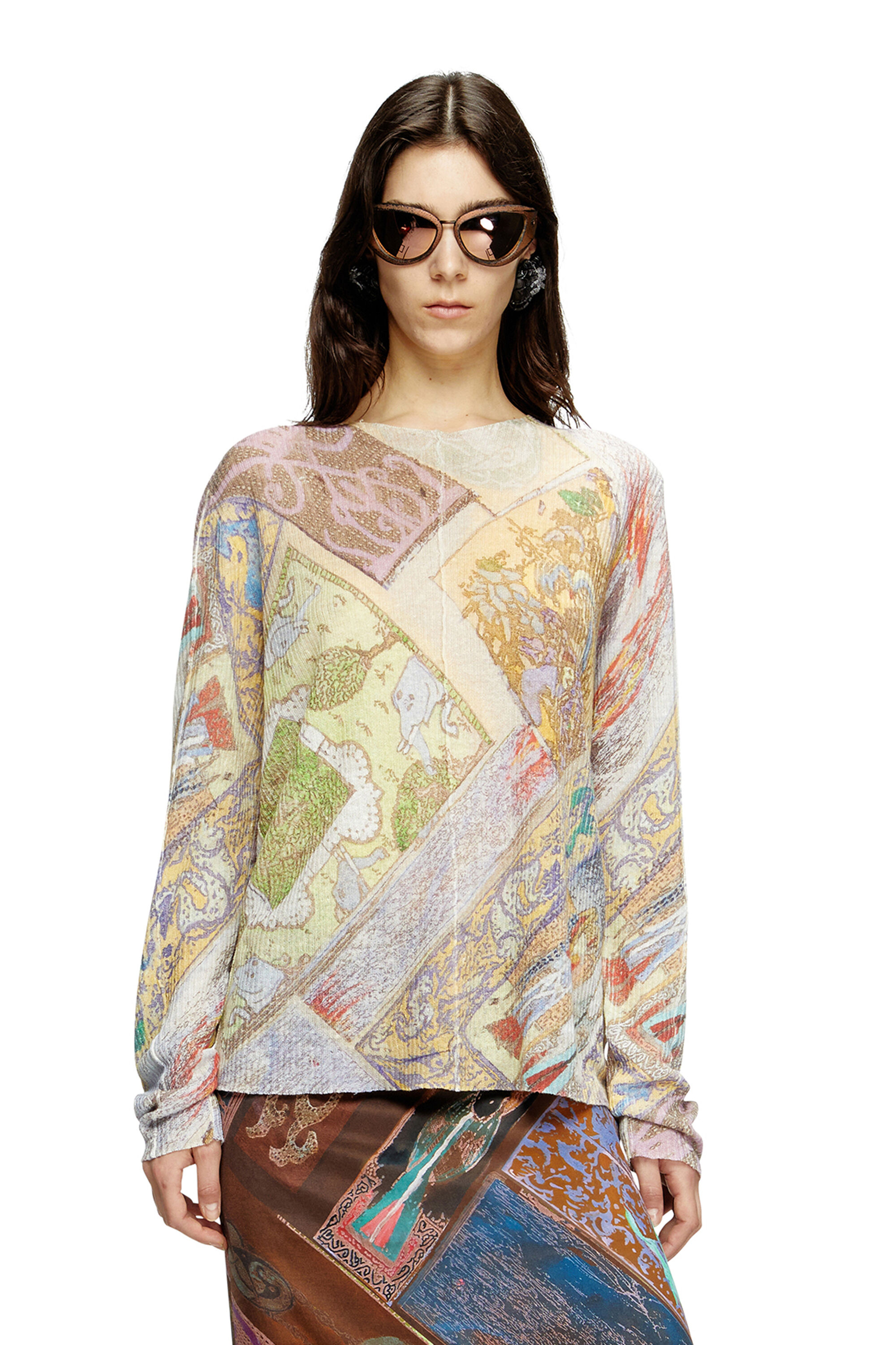 Diesel - K-RENTON, Maglia in lino con stampa medievale Unisex in Multicolor - 6
