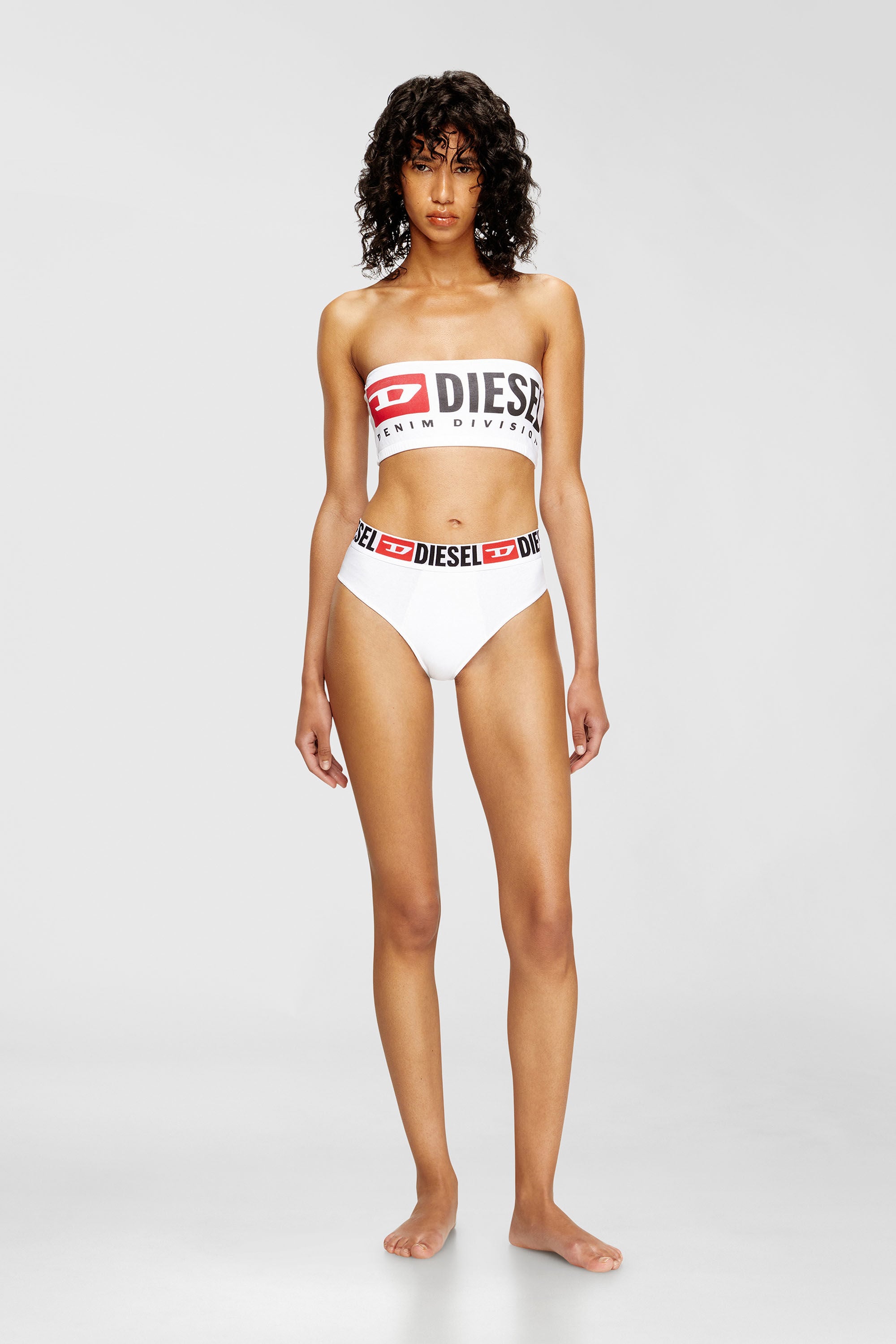 Diesel - UFSB-MELANIE, Reggiseno a fascia con maxi logo Donna in Bianco - 1