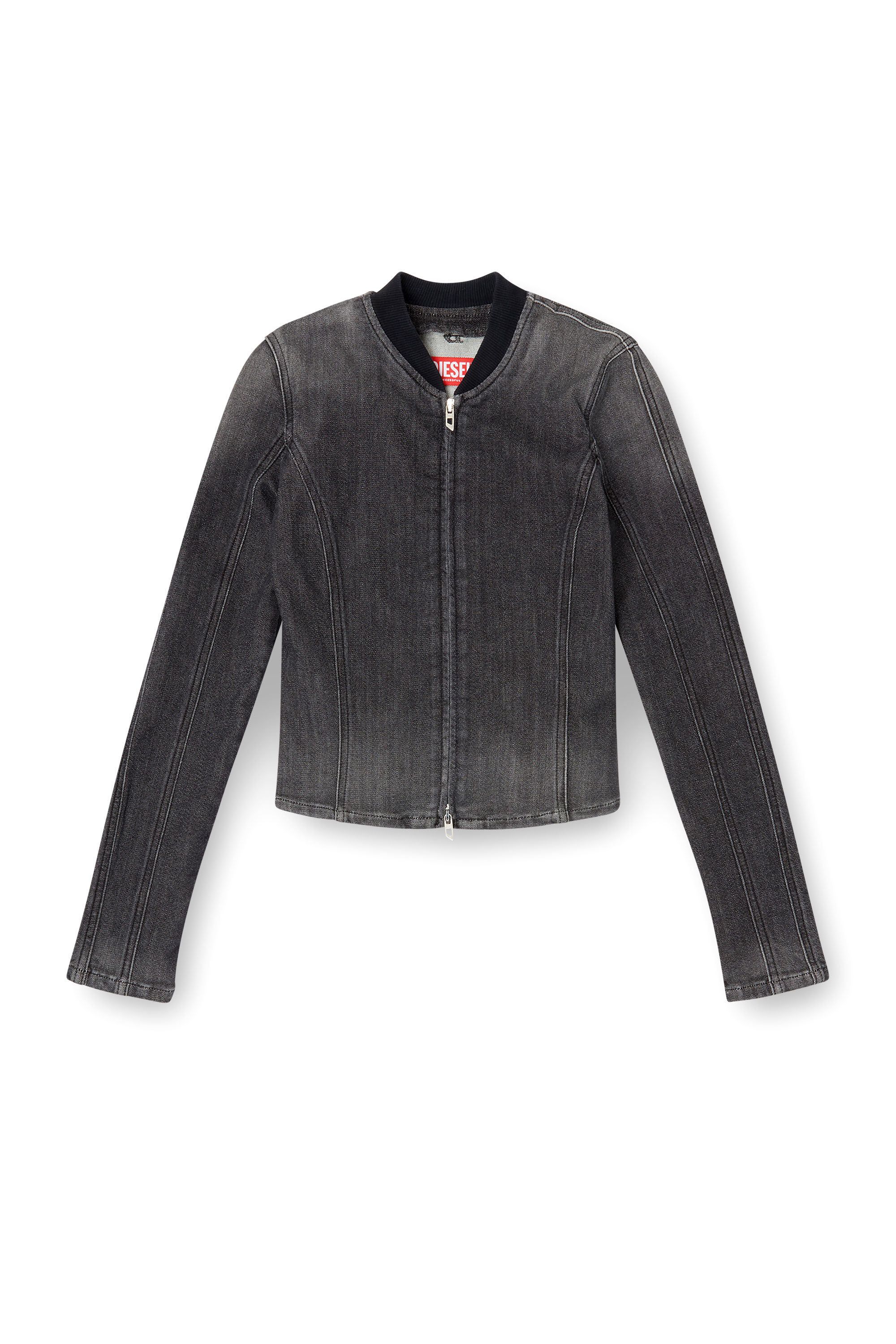 Diesel - DE-GARY-D JOGG, Giacca cropped in denim monocromato Donna in Nero - 2