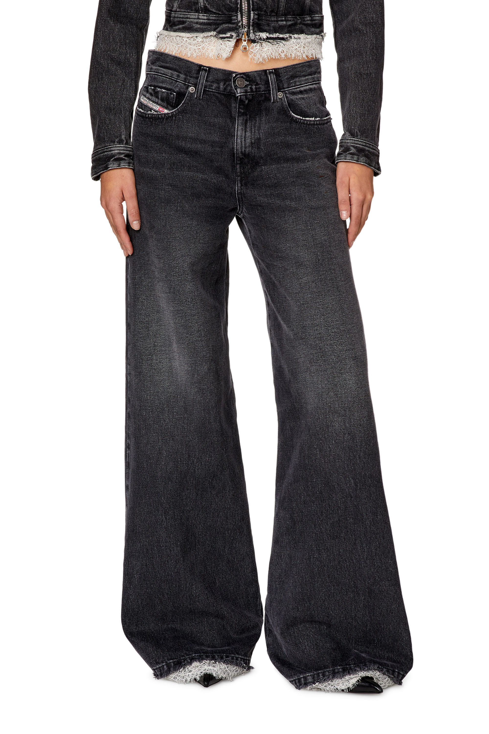 Diesel - Bootcut and Flare Jeans 1978 D-Akemi 007S2, Nero/Grigio scuro - Image 3