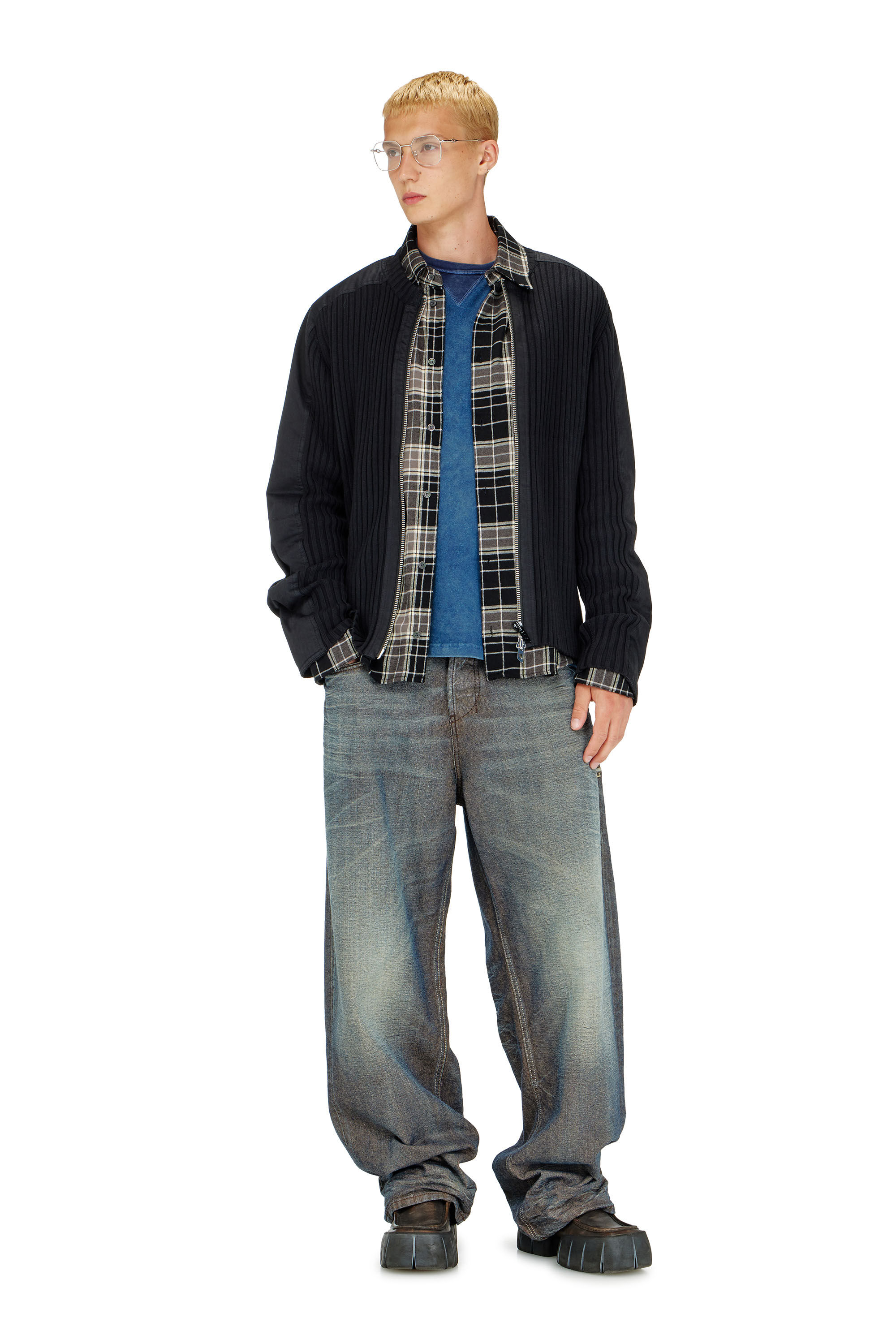 Diesel - K-MATTY, Cardigan con zip e pannelli utility Uomo in Nero - 1