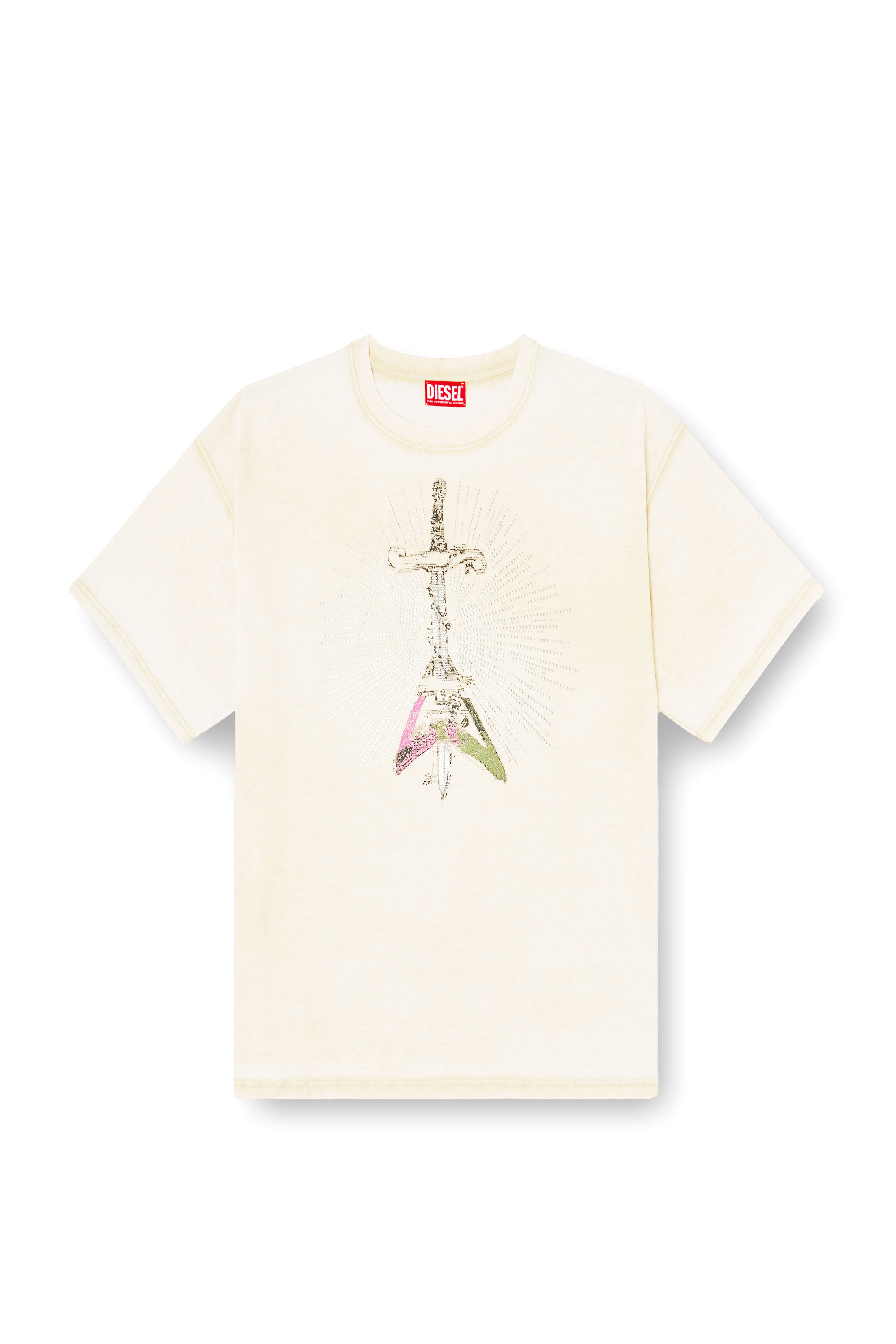 Diesel - T-BOXT-T18, T-shirt con stampa spada Uomo in Beige - 2