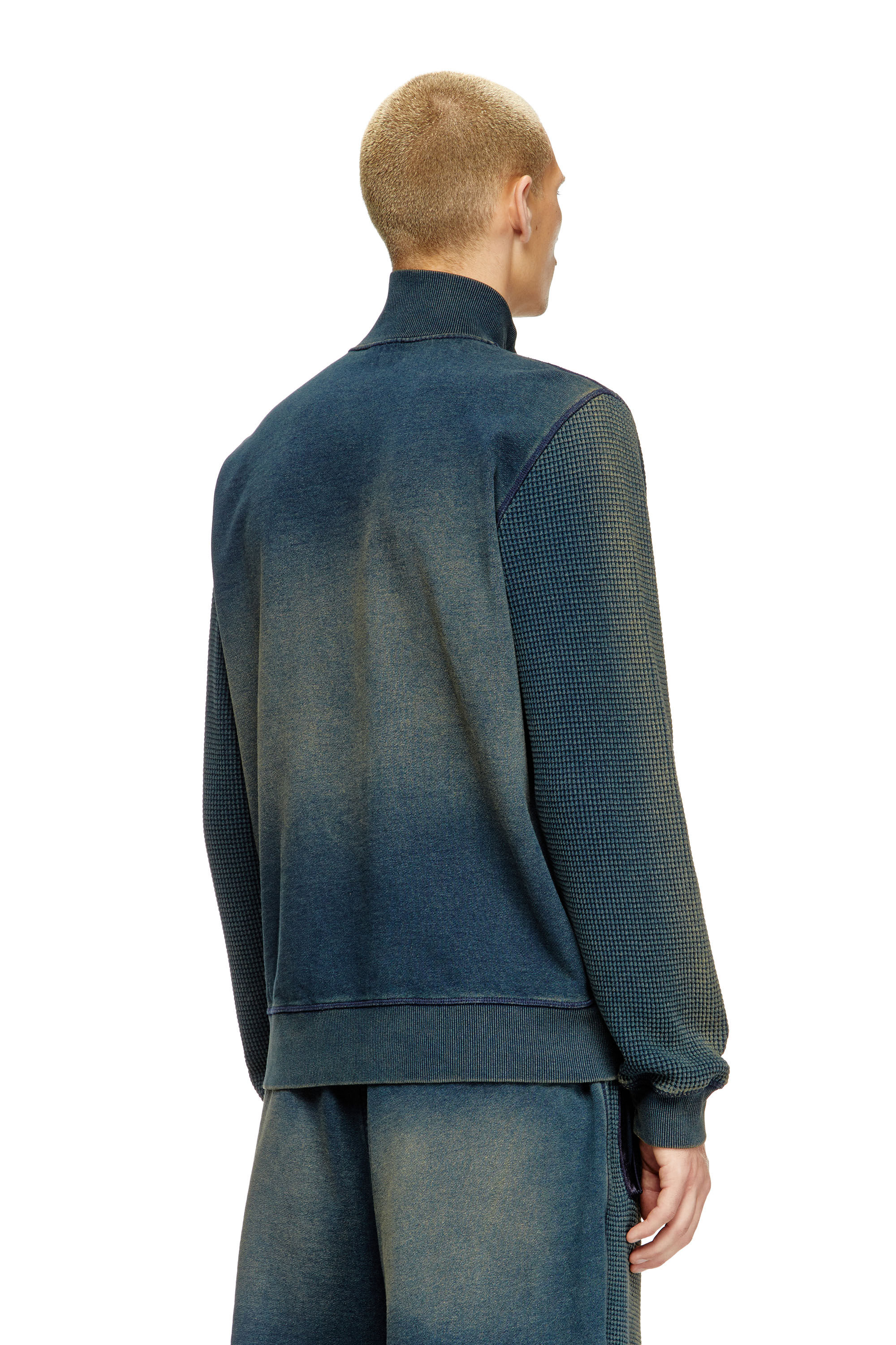 Diesel - S-WAFY-ZIP, Felpa zip in jersey a nido d’ape Uomo in Blu - 2