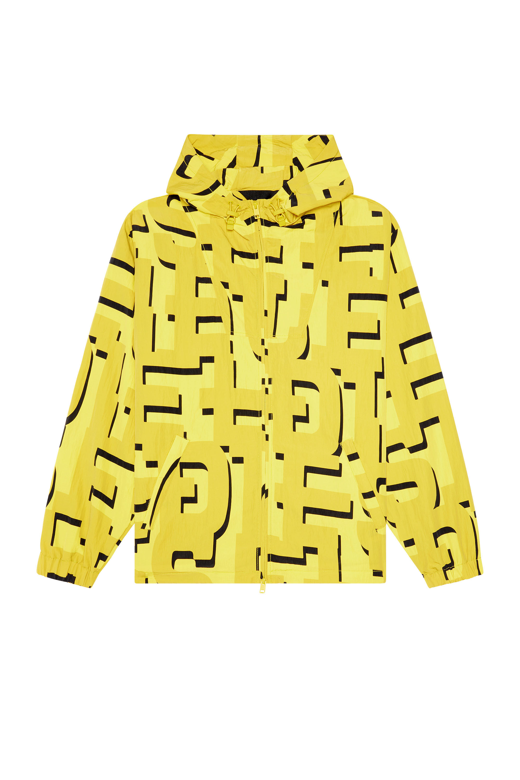Diesel - J-JASS-MON-PRINT, Giacca a vento in nylon stampa monogram Uomo in Giallo - 2