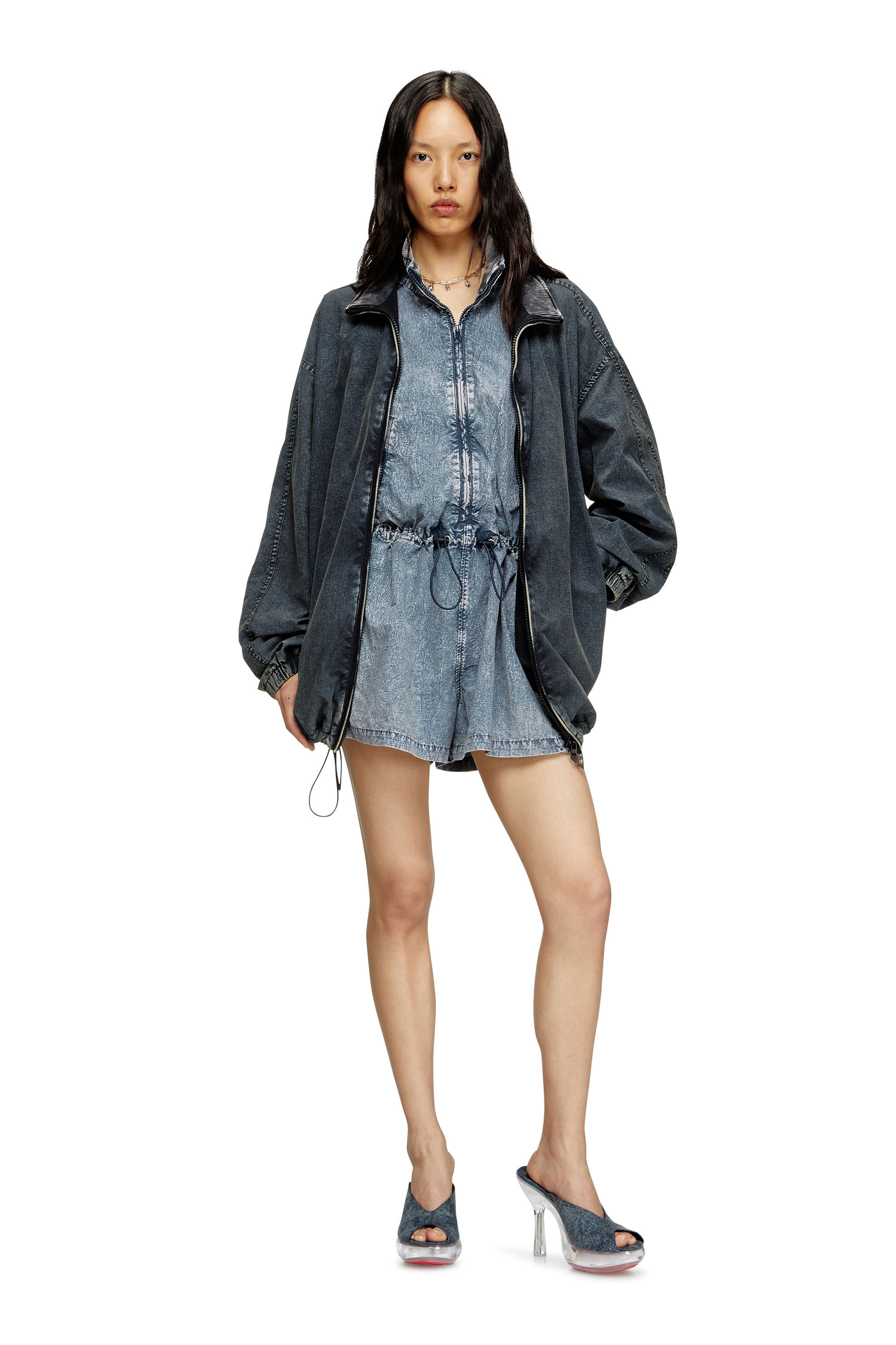 Diesel - J-ANNET, Playsuit in nylon trattato Donna in Blu - 4