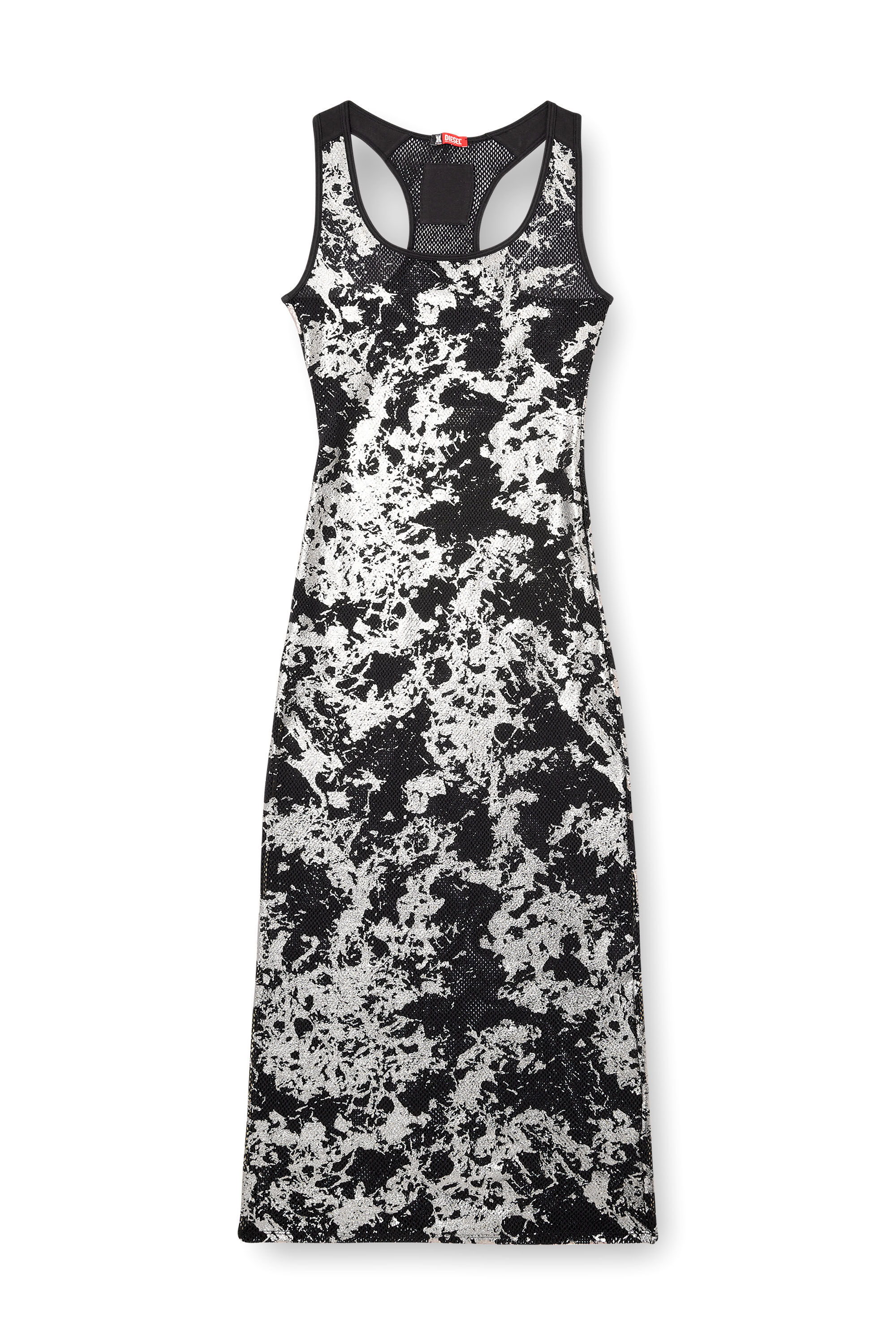 Diesel - FISHNET-SLEEP-SLIP, Sottoveste lunga in rete laminata Donna in Nero - 2