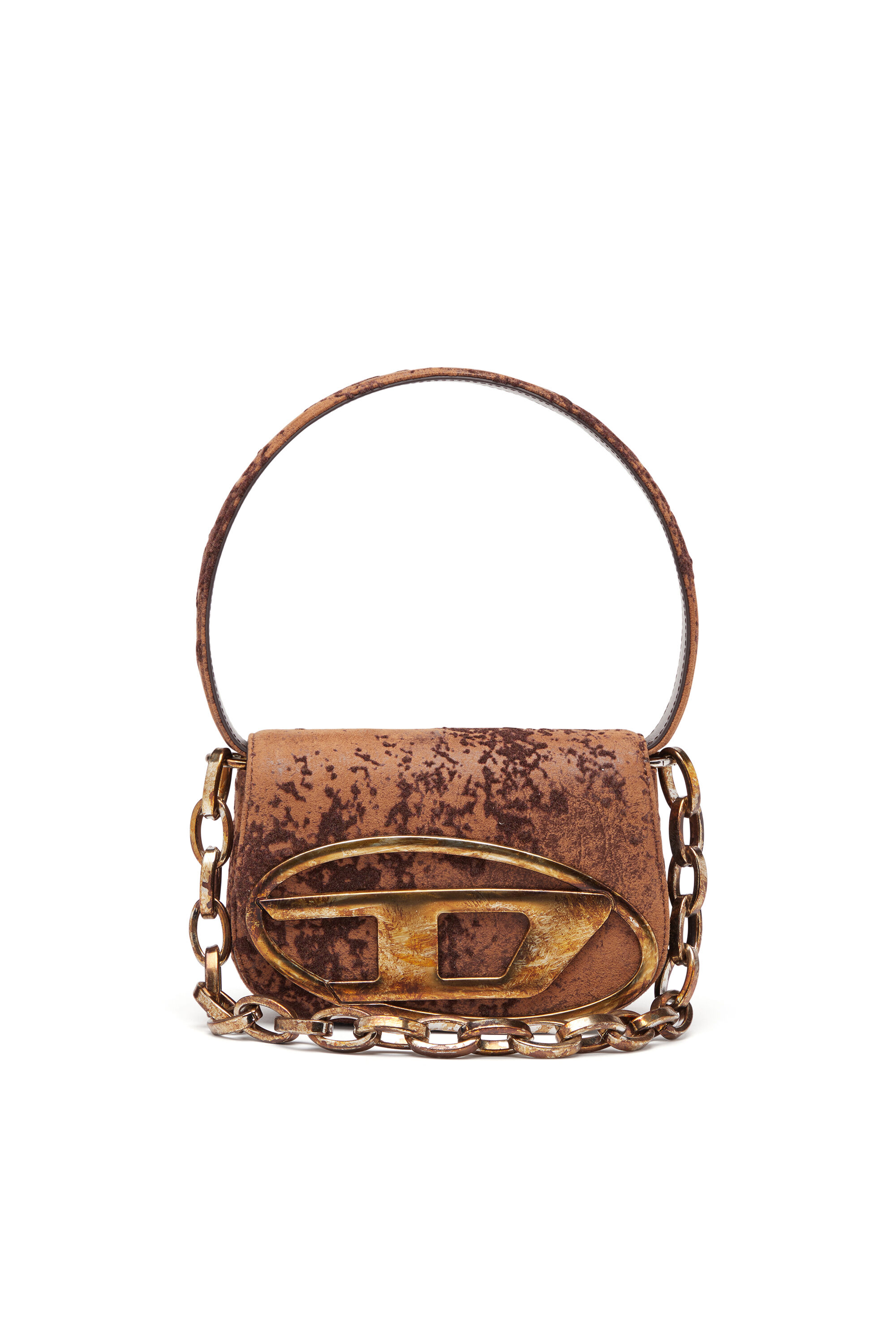 Diesel - 1DR, 1DR-Iconica borsa a spalla in tessuto floccato Donna in Marrone - 1