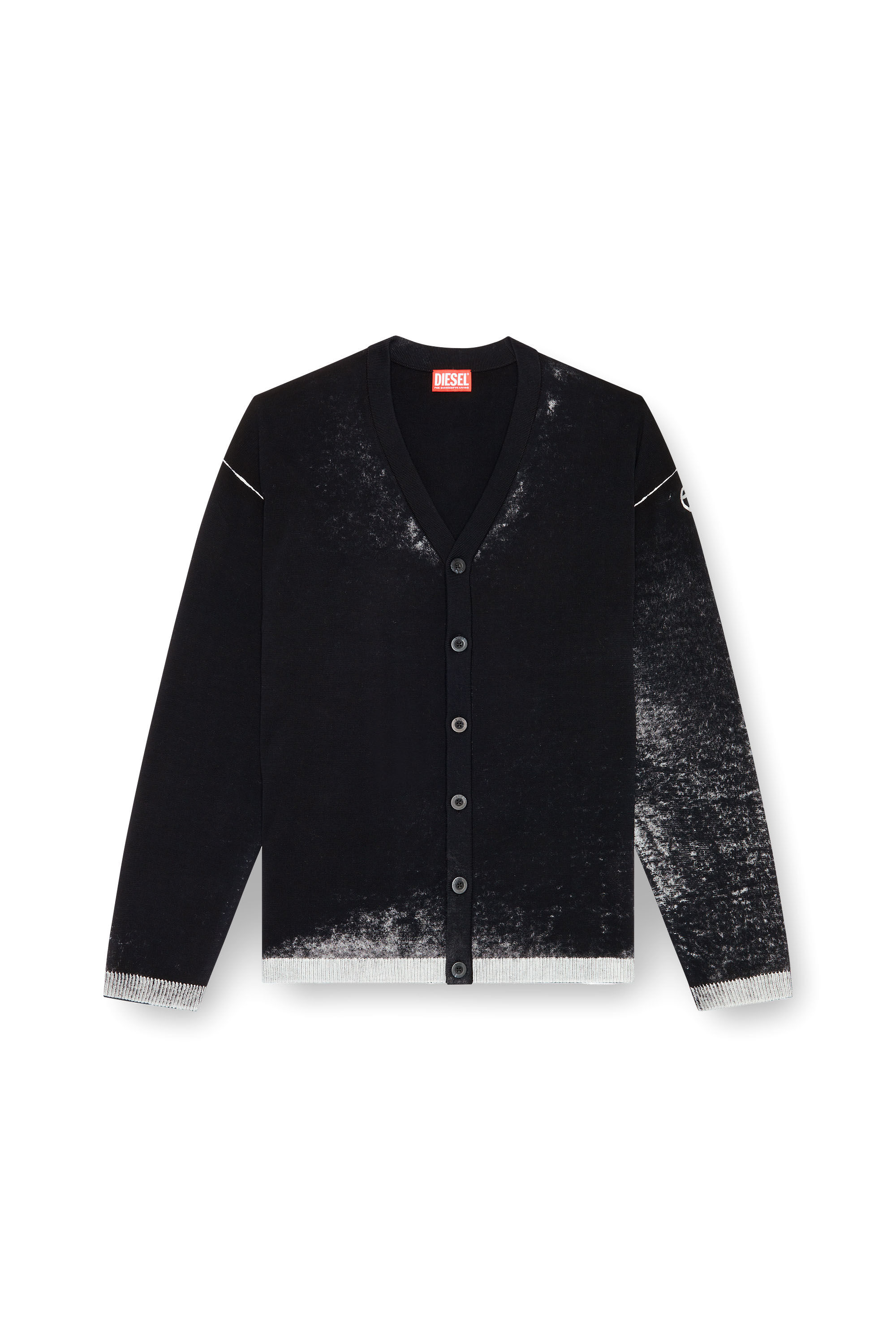 Diesel - K-LARENCE-CARDIGAN-B, Cardigan in cotone con stampa al contrario Uomo in Nero - 2