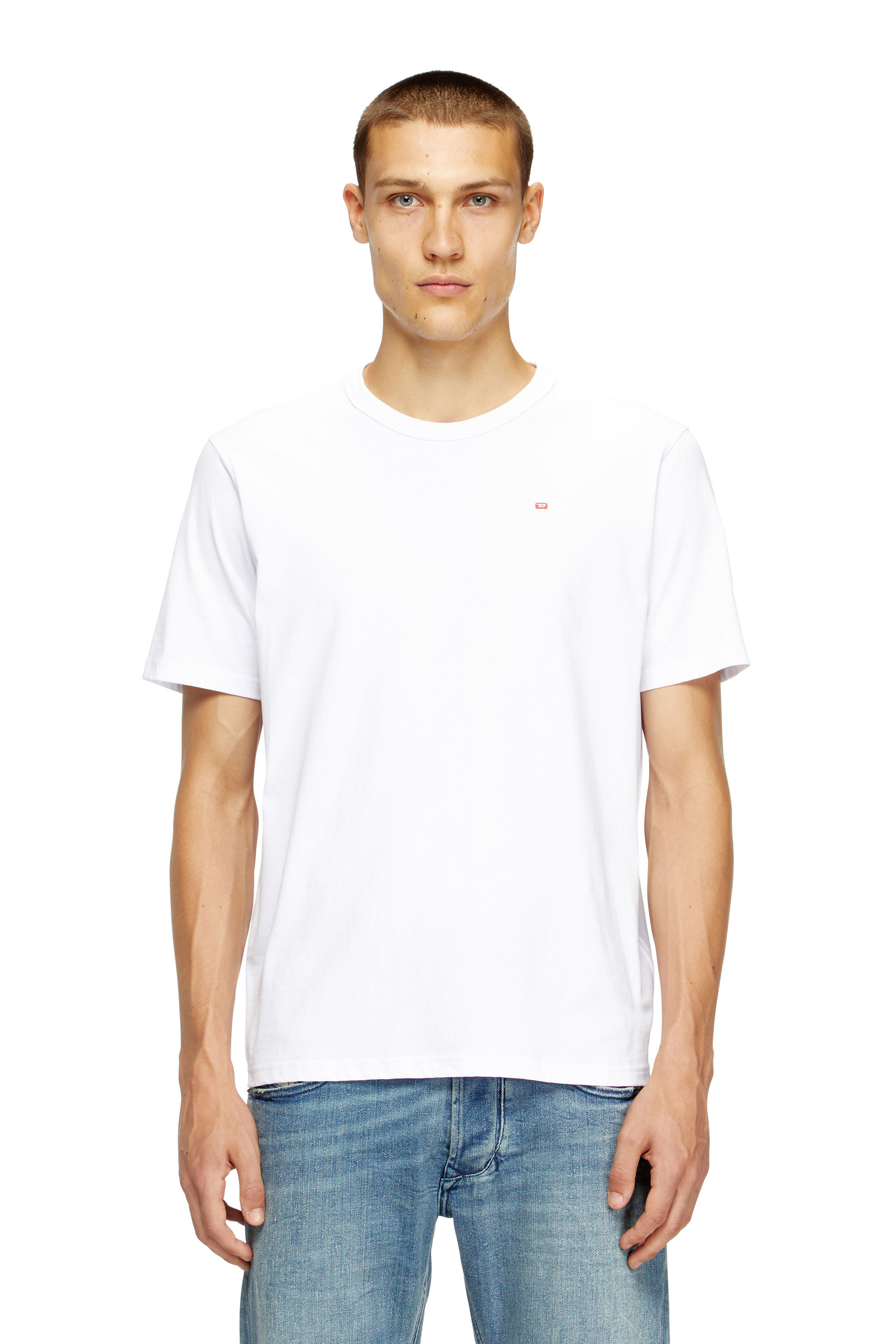 Diesel - T-ADJUST-MICRODIV, T-shirt con micro logo ricamato Unisex in Bianco - 3