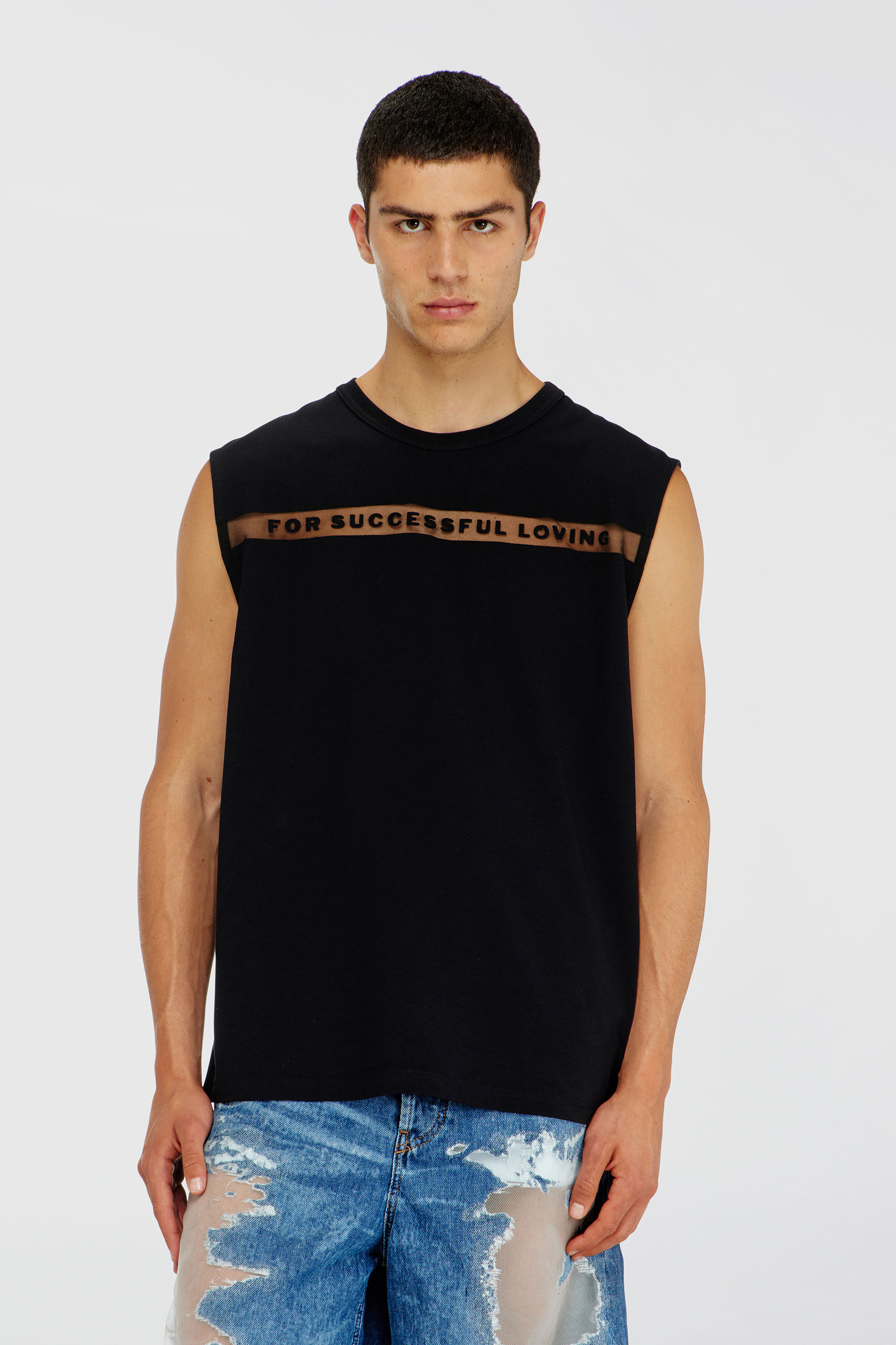Diesel - PR-T-NORM-BISC-MATI-R, Canotta con logo For Successful Loving Unisex in Nero - 5