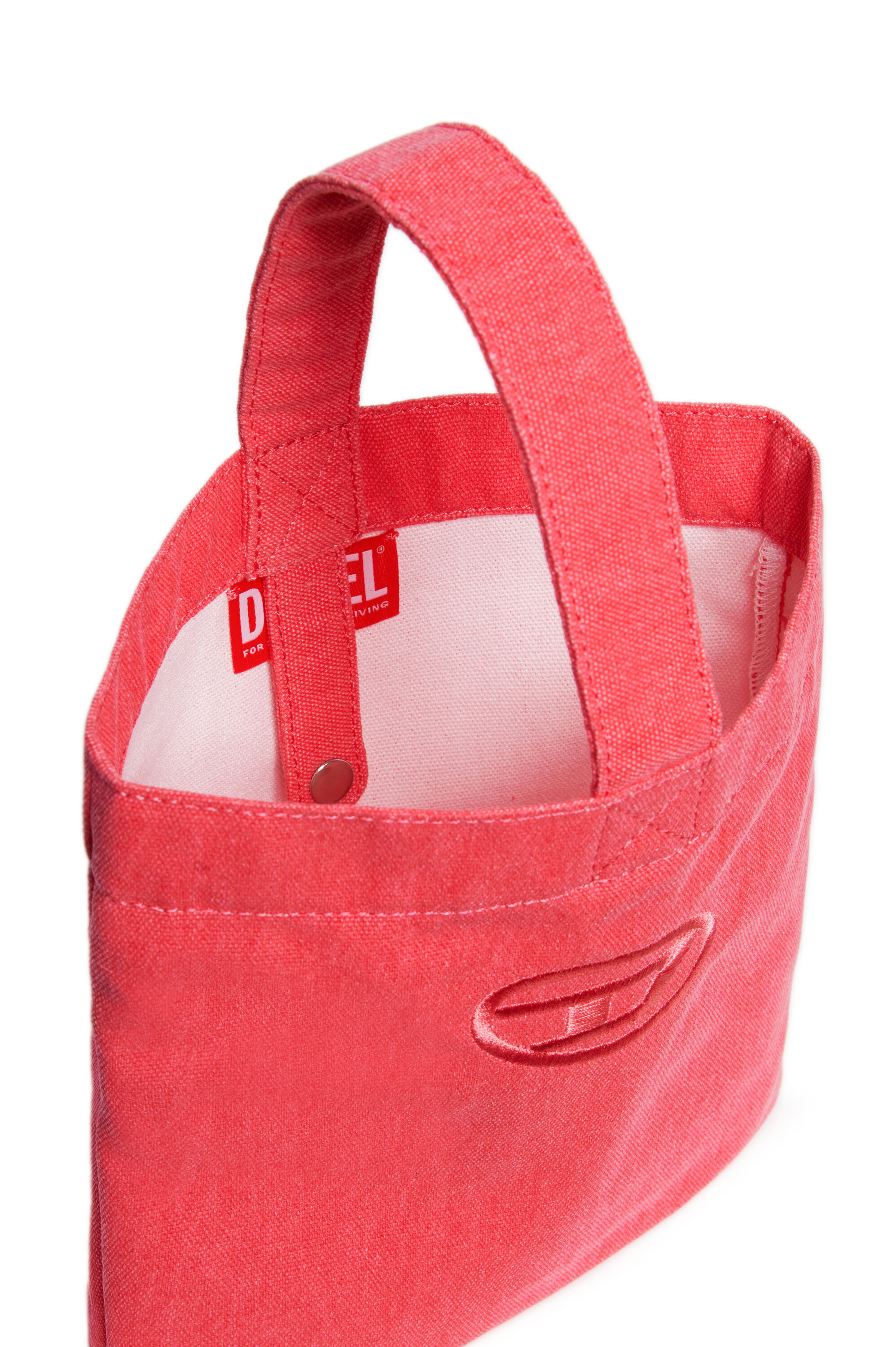 Diesel - WMATTIS, Borsa a secchiello in tela con ricamo Oval D Donna in Rosa - 5