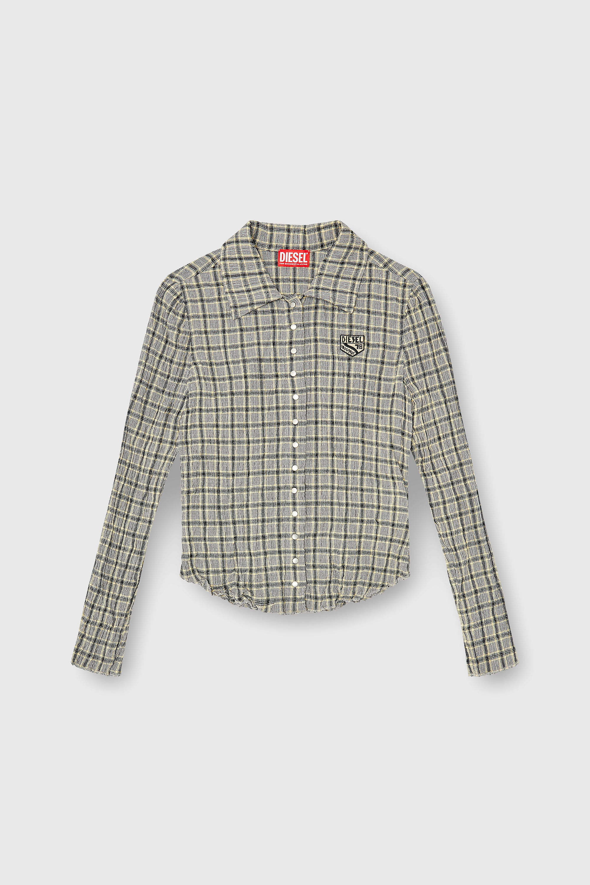 Diesel - C-ARRILON, Woman's Check shirt with seersucker effect in Grey - 2