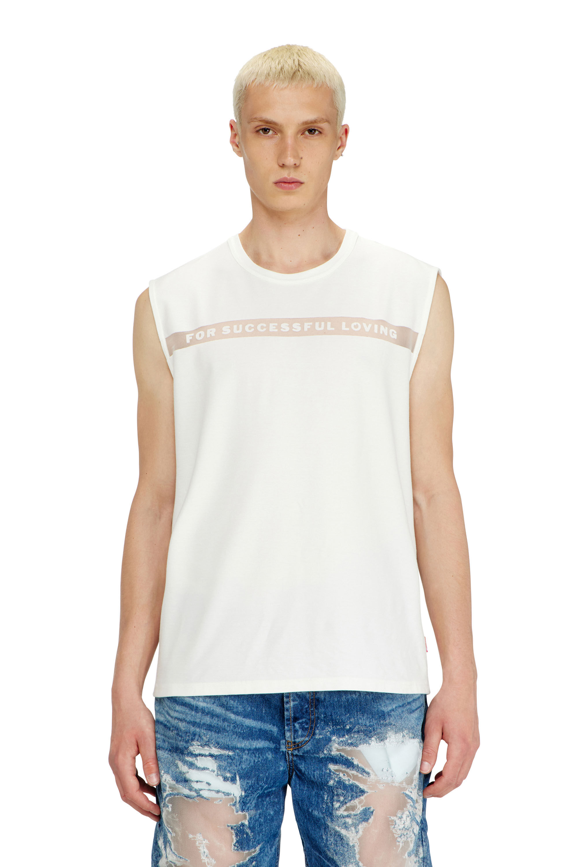 Diesel - PR-T-NORM-BISC-MATI-R, Canotta con logo For Successful Loving Unisex in Bianco - 3