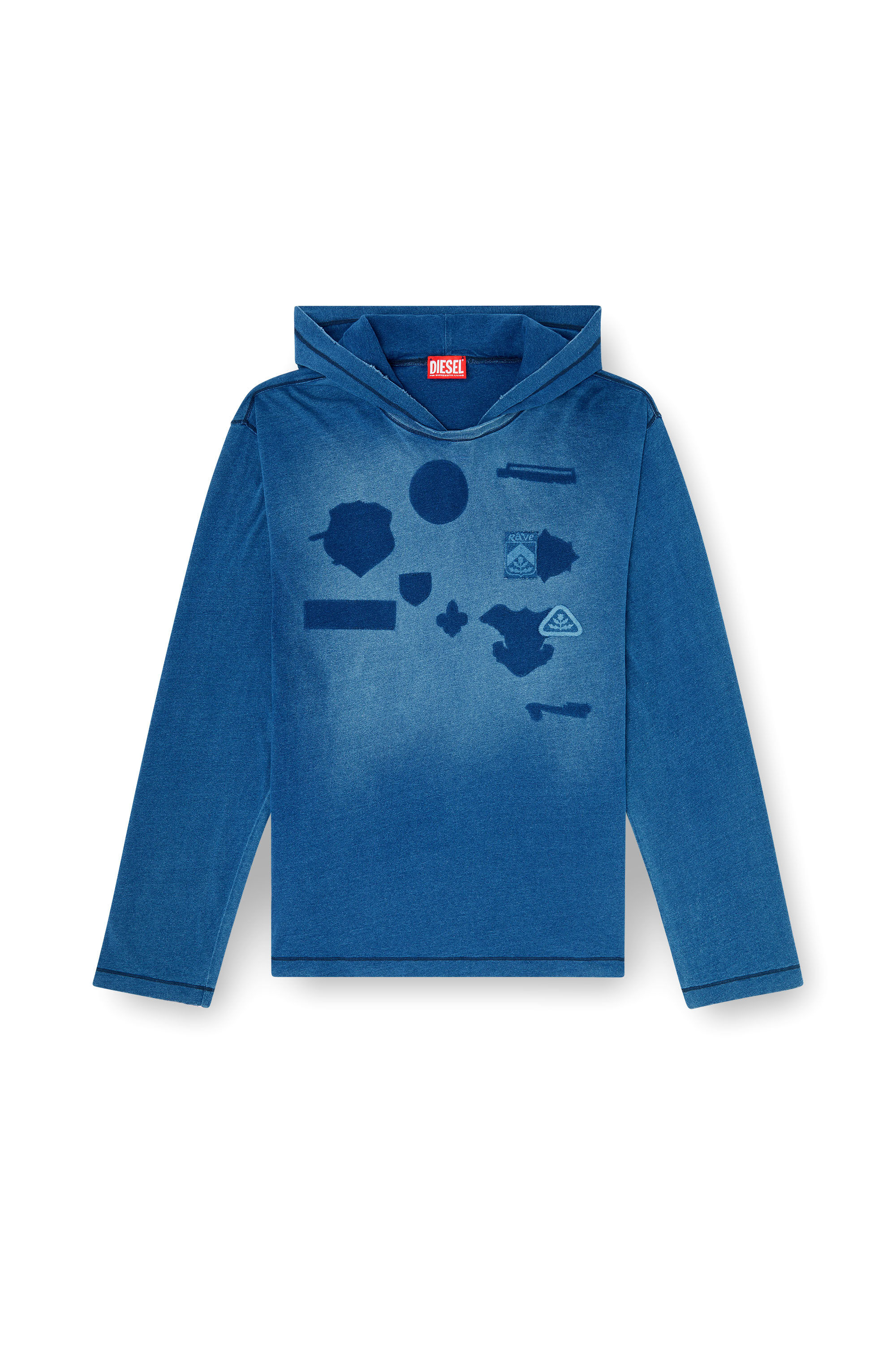 Diesel - T-NOX-LS-HOOD, T-shirt a manica lunga con cappuccio e patch effetto ombra Uomo in ToBeDefined - 2
