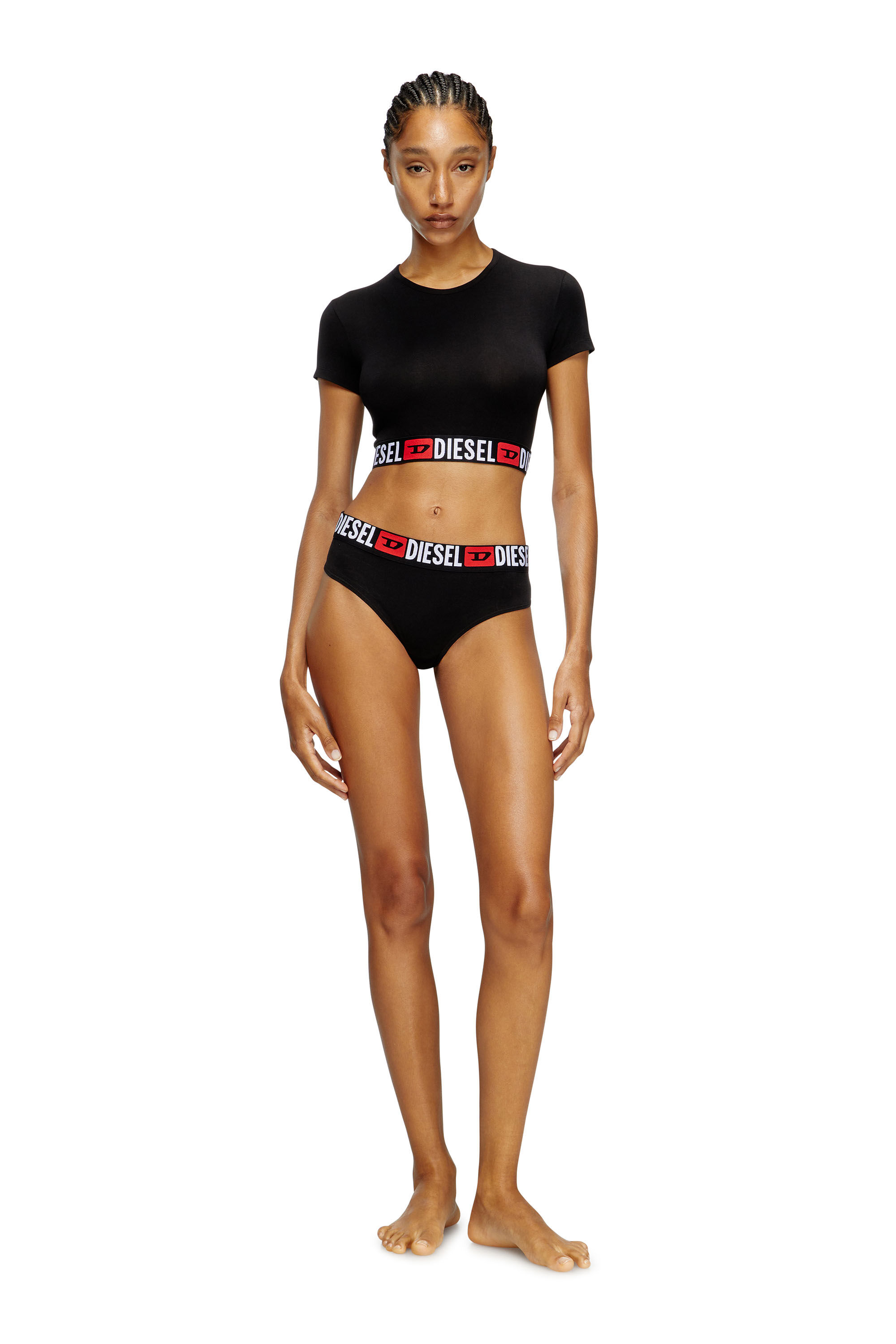 Diesel - IRMA-D-CORE, Cropped top with logo band Donna in Nero - 1