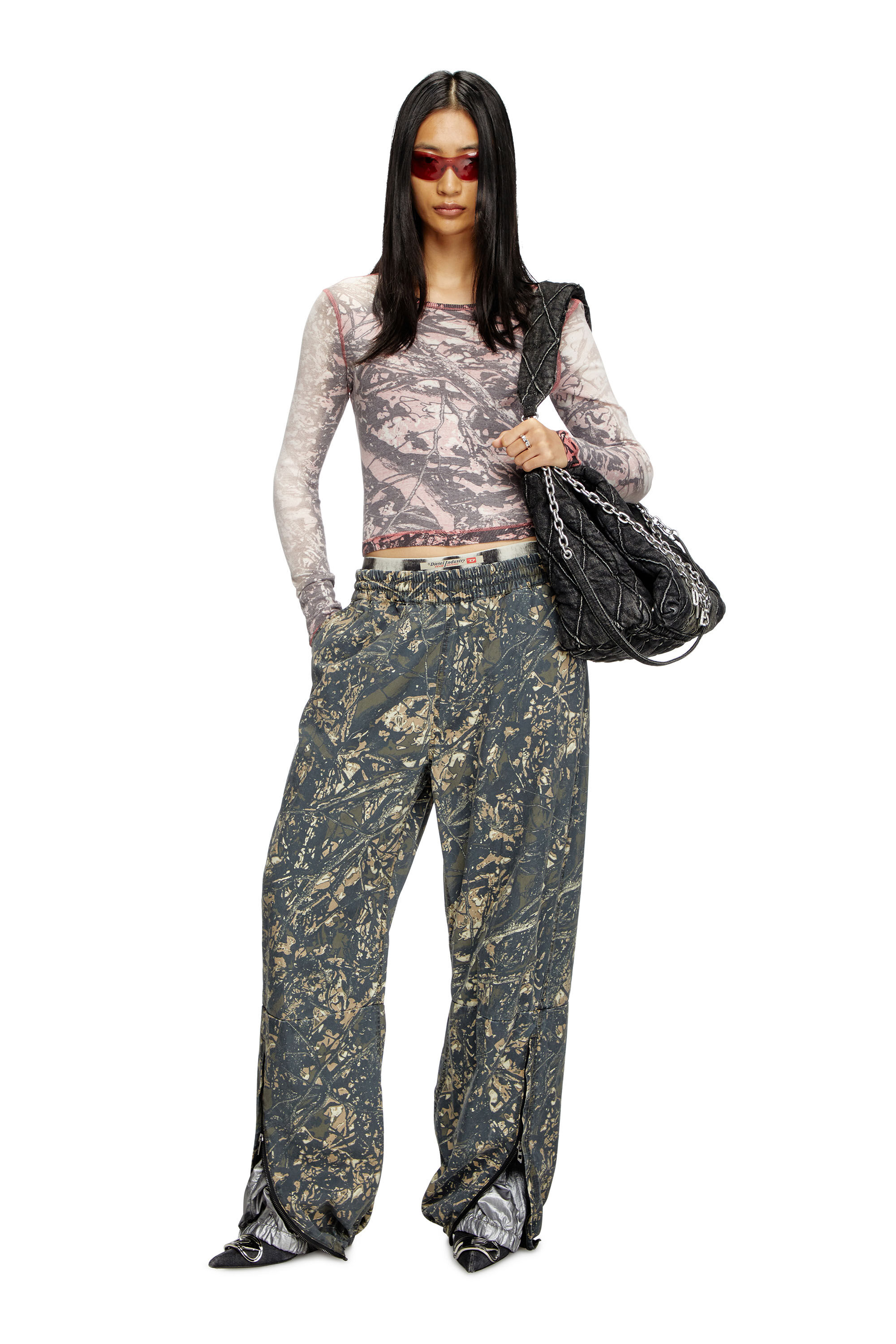 Diesel - T-BANESS-Q1, Maglia con stampa camouflage glitch Donna in Multicolor - 1