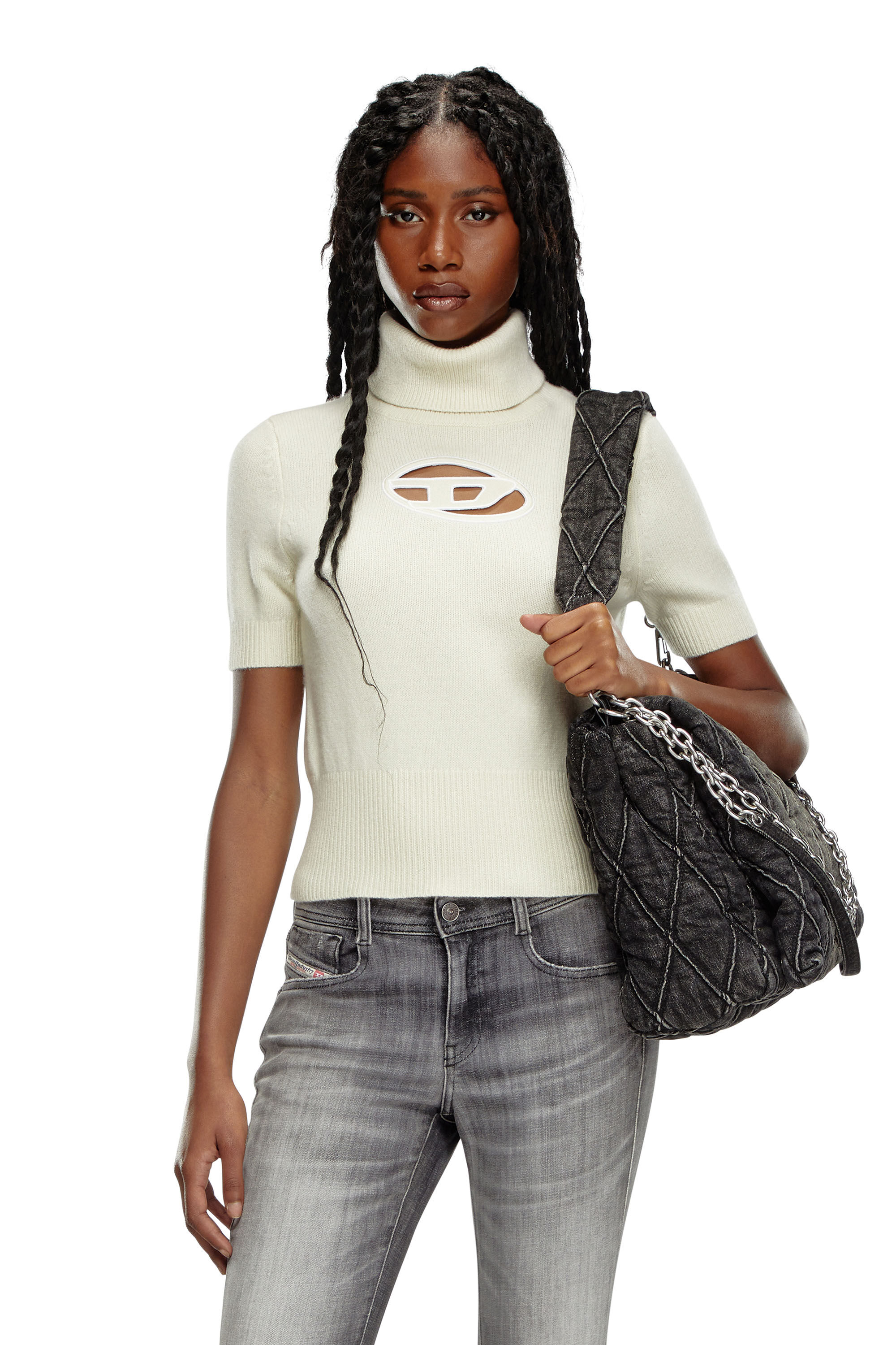 M ARGARET Donna Maglia a maniche corte con logo cut out Diesel